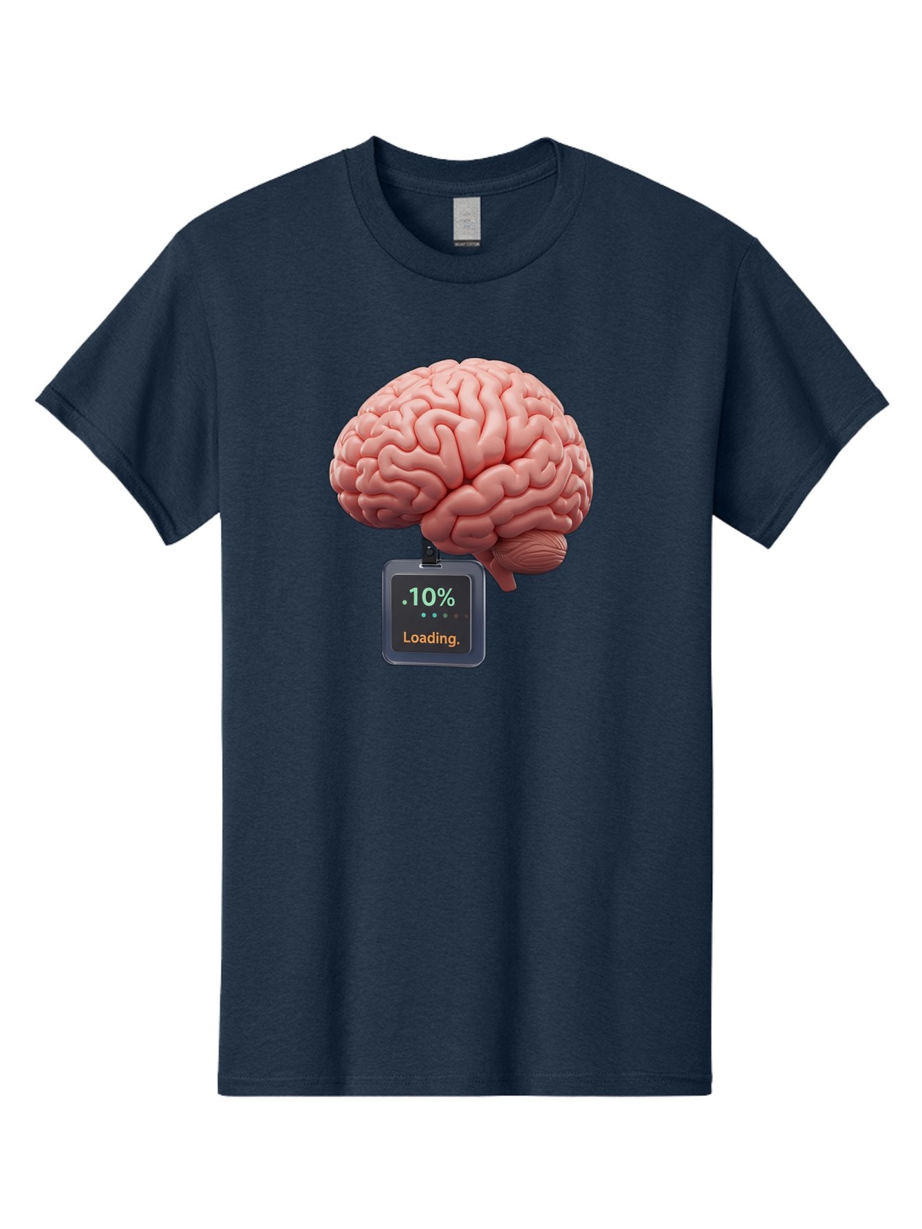 Brain-Charging Men'S Graphic Tee, 100% Cotton, Comfortable Casual Summer Wear, Machine Washable, Human Brain, Digital Loading, 10 Percent, Cognitive Function, Mental Processing, Progress Bar, Brain Power, Neural Activity Baa206 4