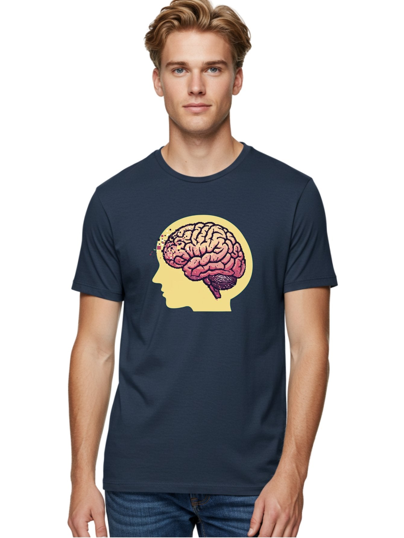 Brain-Drain Men'S Graphic Tee, 100% Cotton, Comfortable Casual Summer Wear, Machine Washable, Human Brain, Neuroscience, Mental Health, Cognitive Function, Psychology, Brain Activity, Thought Process, Neurological Disorder, Baa207 16