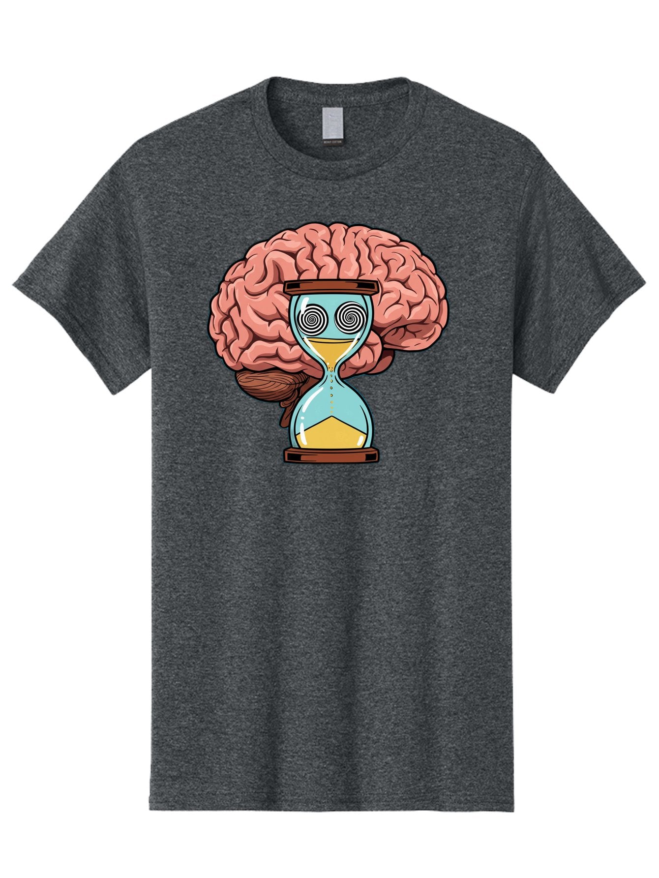 Brain-Hourglass Men'S Graphic Tee, 100% Cotton, Comfortable Casual Summer Wear, Machine Washable, Hourglass With Brain, Time Management, Productivity, Cognitive Function, Mental Clarity, Spiral Eyes, Sand Timer, Creative Thinking Baa208 4