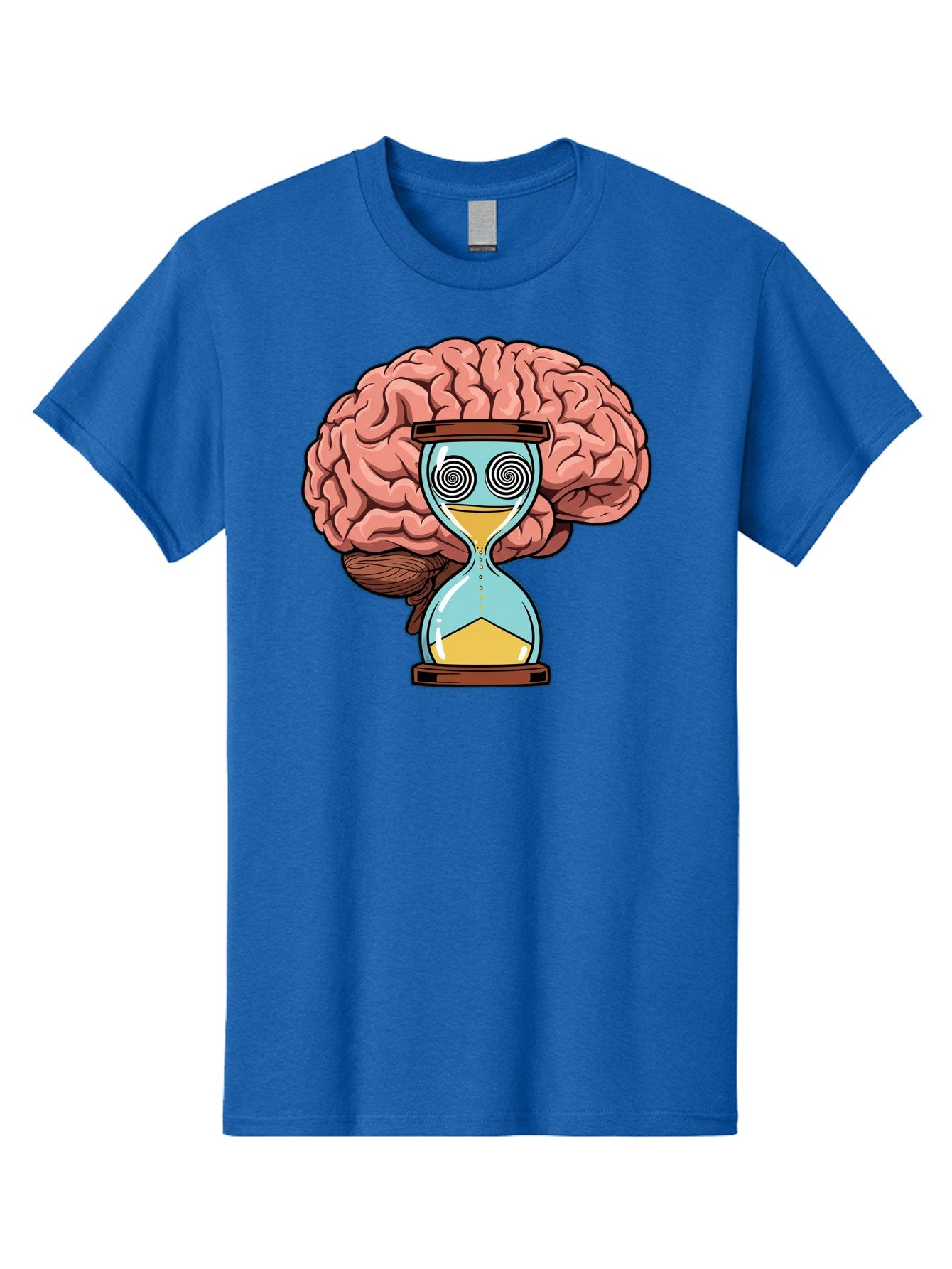 Brain-Hourglass Men'S Graphic Tee, 100% Cotton, Comfortable Casual Summer Wear, Machine Washable, Hourglass With Brain, Time Management, Productivity, Cognitive Function, Mental Clarity, Spiral Eyes, Sand Timer, Creative Thinking Baa208 13