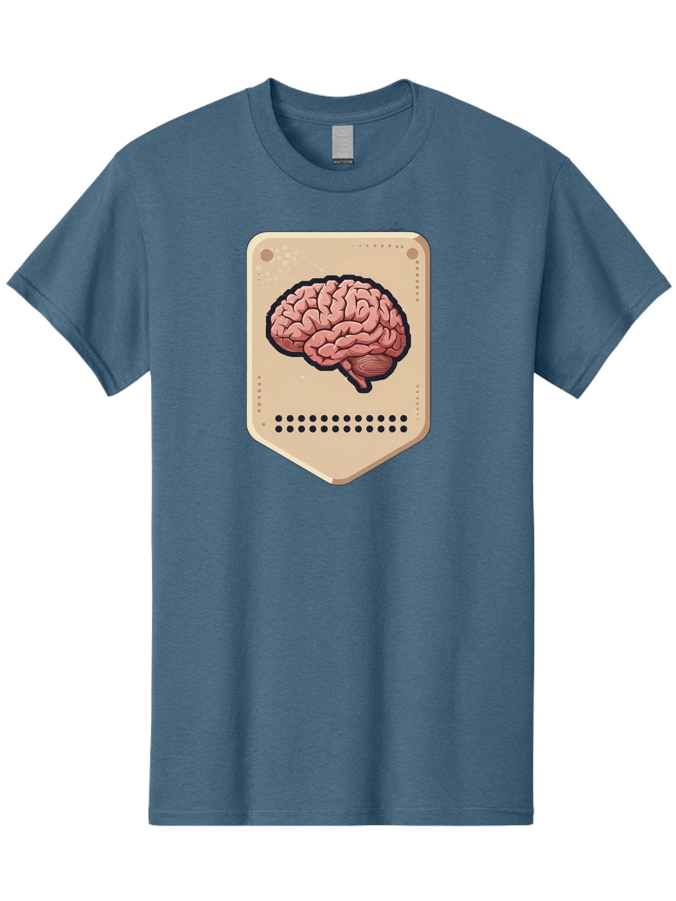 Brain-Icon-1 Men'S Graphic Tee, 100% Cotton, Comfortable Casual Summer Wear, Machine Washable, Human Brain Illustration, Pinkish-Red Brain, Black Outline, Beige Background, Perforated Edge, Small Holes, Brain Anatomy, Cognitive Function, Baa209 4