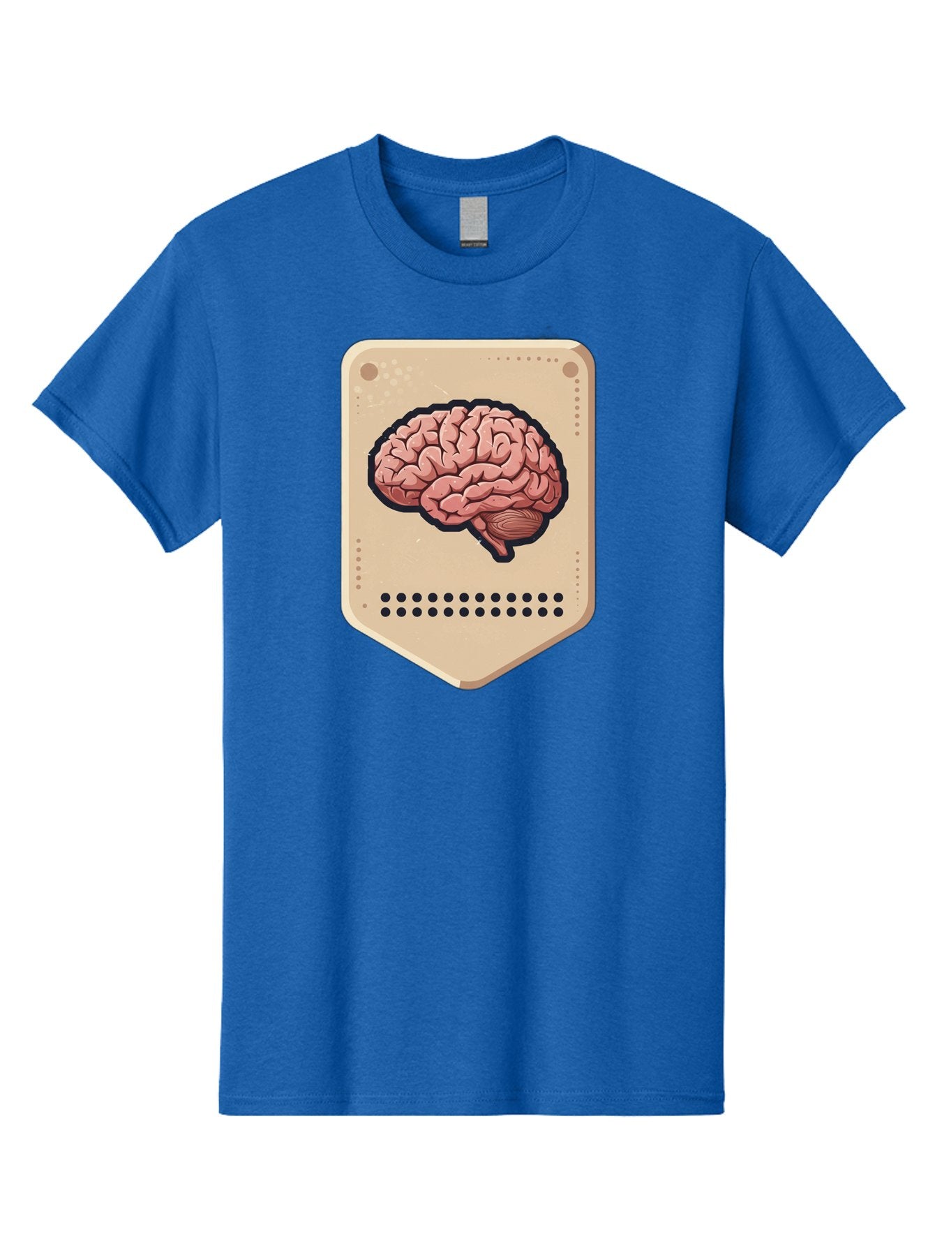 Brain-Icon-1 Men'S Graphic Tee, 100% Cotton, Comfortable Casual Summer Wear, Machine Washable, Human Brain Illustration, Pinkish-Red Brain, Black Outline, Beige Background, Perforated Edge, Small Holes, Brain Anatomy, Cognitive Function, Baa209 12