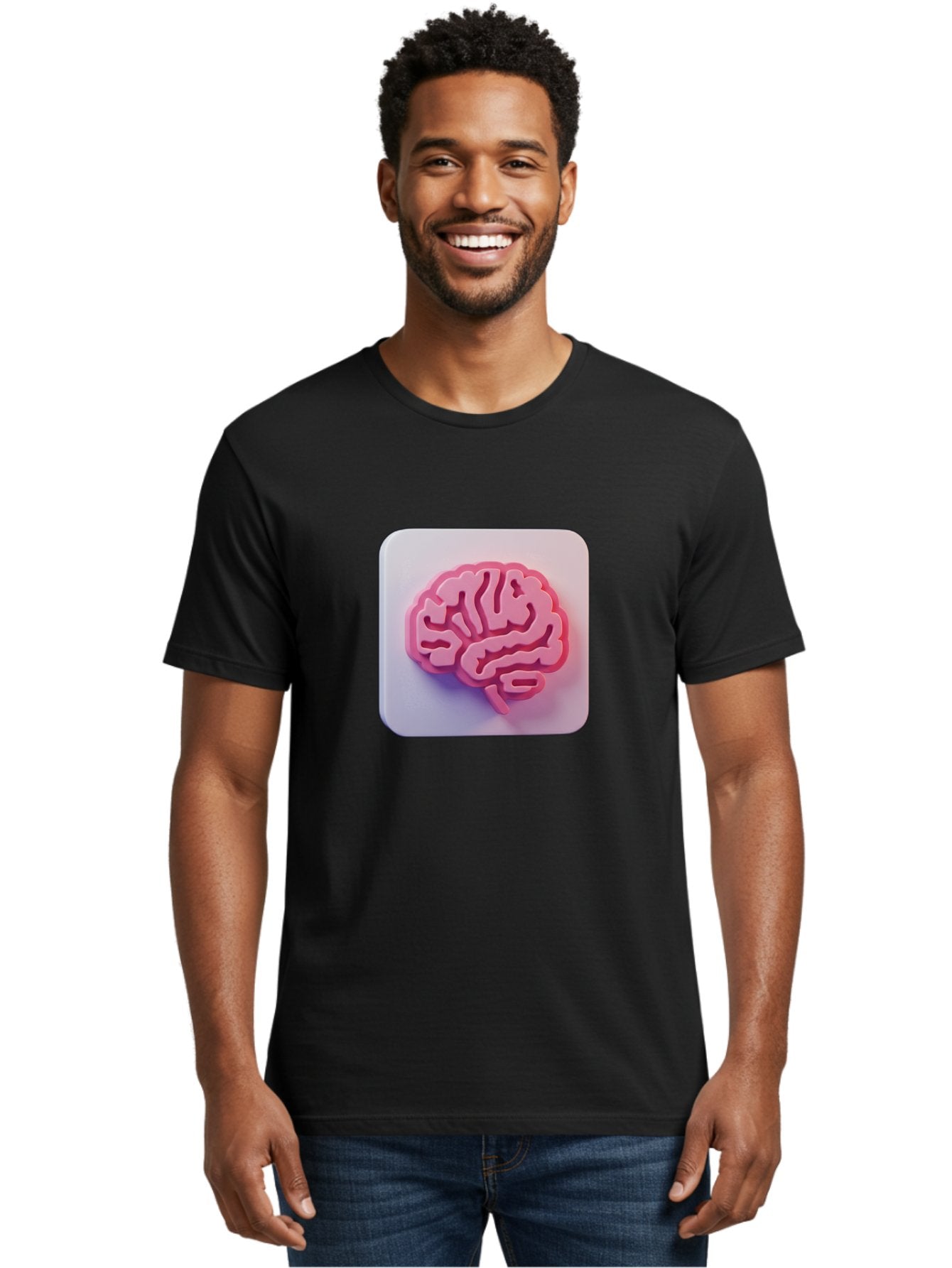 Brain-Icon Men'S Graphic Tee, 100% Cotton, Comfortable Casual Summer Wear, Machine Washable, Pink Brain Icon, Human Brain, Cognitive Function, Neuroscience, Brain Health, Medical Illustration, 3D Model Baa210 17