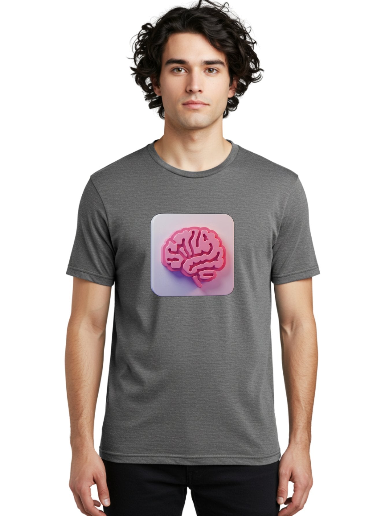 Brain-Icon Men'S Graphic Tee, 100% Cotton, Comfortable Casual Summer Wear, Machine Washable, Pink Brain Icon, Human Brain, Cognitive Function, Neuroscience, Brain Health, Medical Illustration, 3D Model Baa210 23