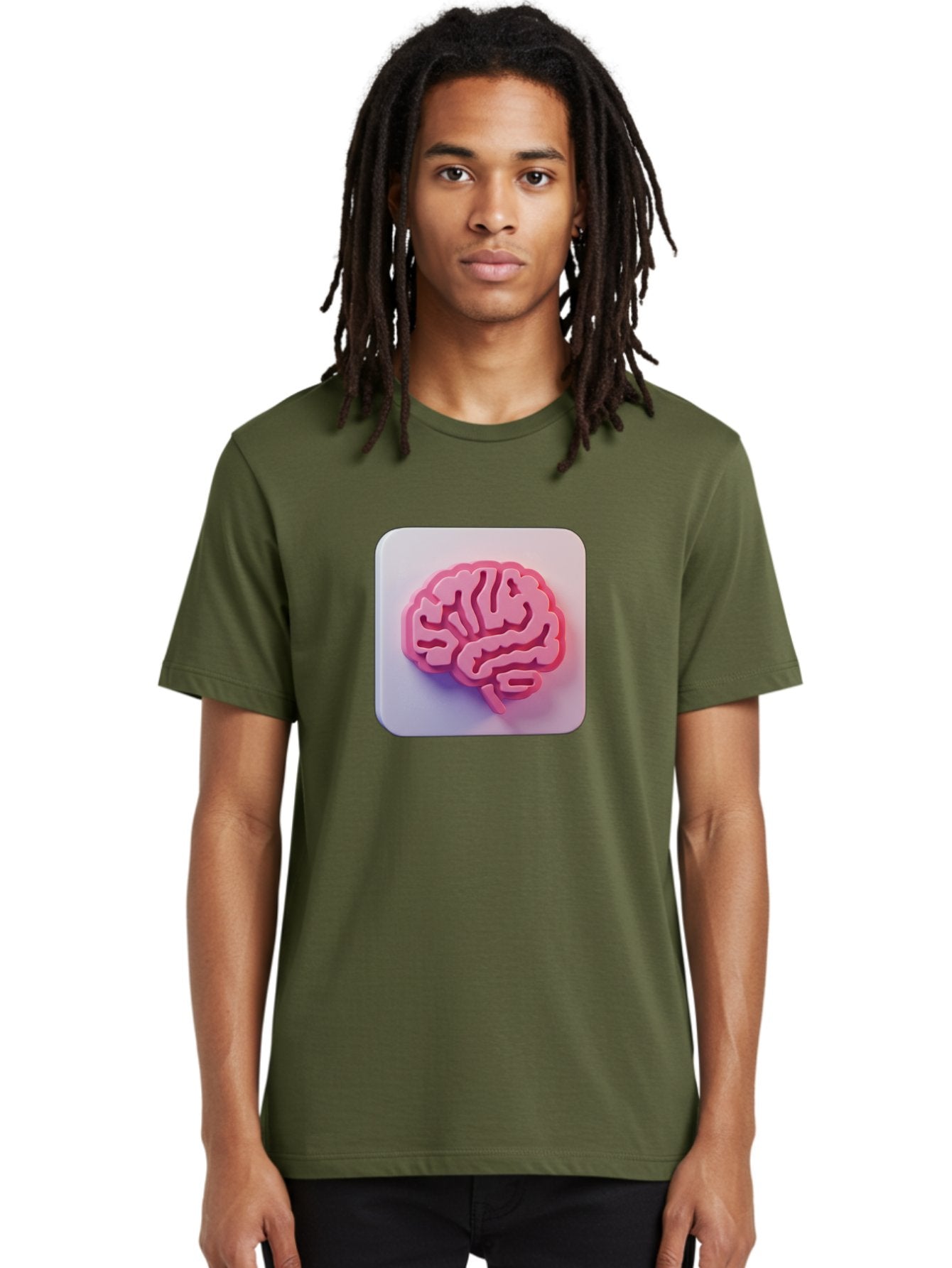 Brain-Icon Men'S Graphic Tee, 100% Cotton, Comfortable Casual Summer Wear, Machine Washable, Pink Brain Icon, Human Brain, Cognitive Function, Neuroscience, Brain Health, Medical Illustration, 3D Model Baa210 18
