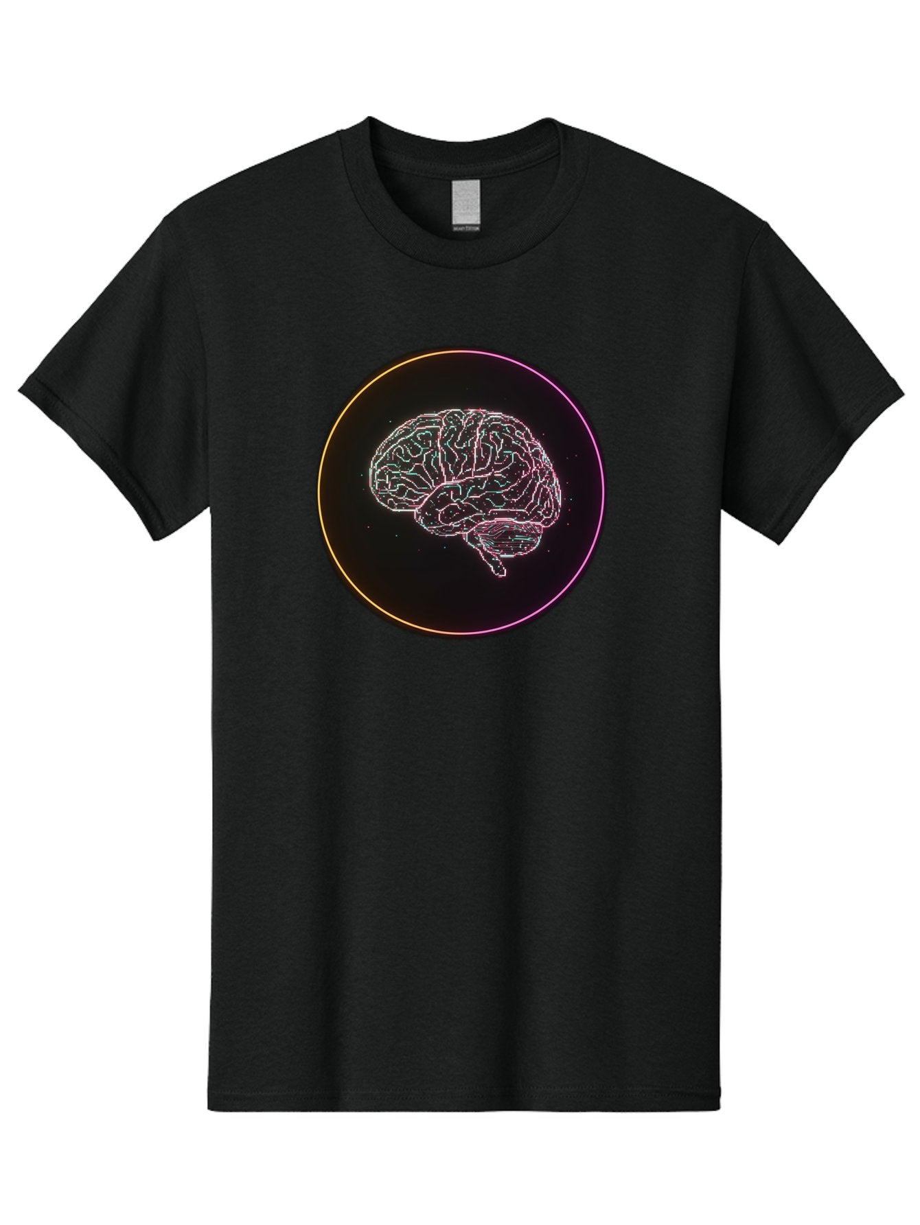 Brain-Illustration Men'S Graphic Tee, 100% Cotton, Comfortable Casual Summer Wear, Machine Washable, Human Brain, Neon Illustration, Futuristic Design, Glowing Lines, Abstract Art, Brain Function, Psychological Concept, Digital Artwork, Baa211 12