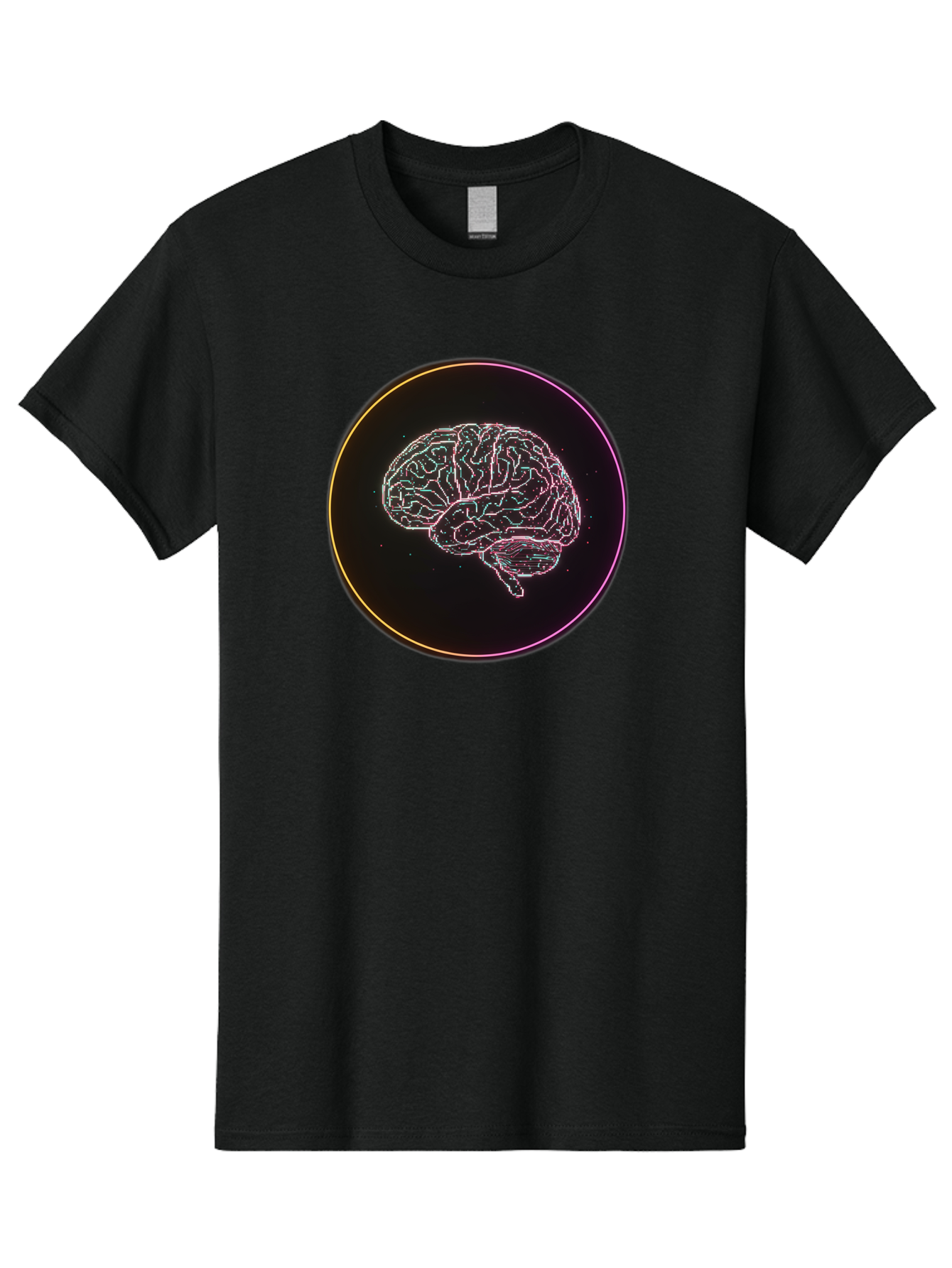 Brain-Illustration Men'S Graphic Tee, 100% Cotton, Comfortable Casual Summer Wear, Machine Washable, Human Brain, Neon Illustration, Futuristic Design, Glowing Lines, Abstract Art, Brain Function, Psychological Concept, Digital Artwork, Baa211 5