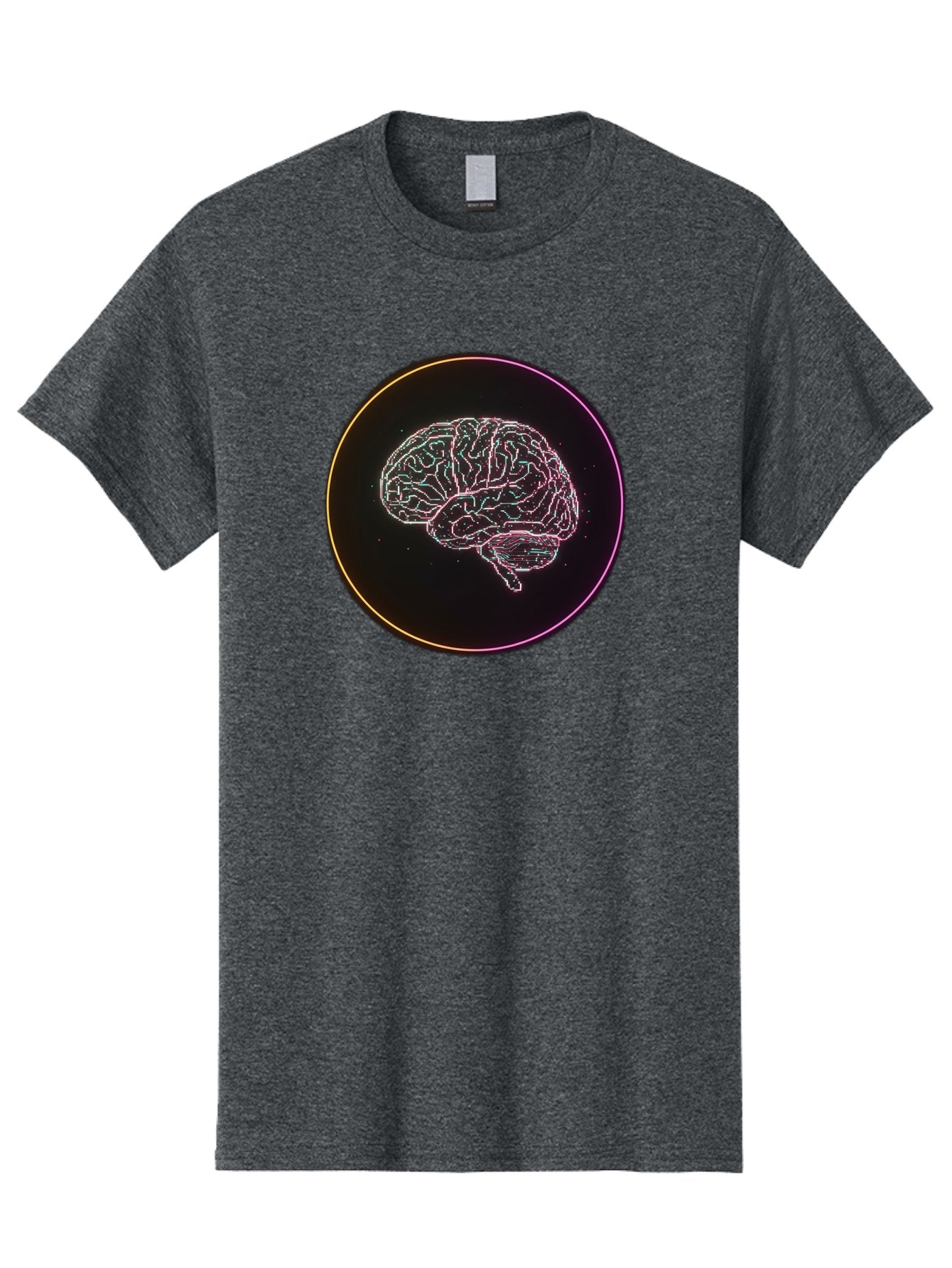 Brain-Illustration Men'S Graphic Tee, 100% Cotton, Comfortable Casual Summer Wear, Machine Washable, Human Brain, Neon Illustration, Futuristic Design, Glowing Lines, Abstract Art, Brain Function, Psychological Concept, Digital Artwork, Baa211 7
