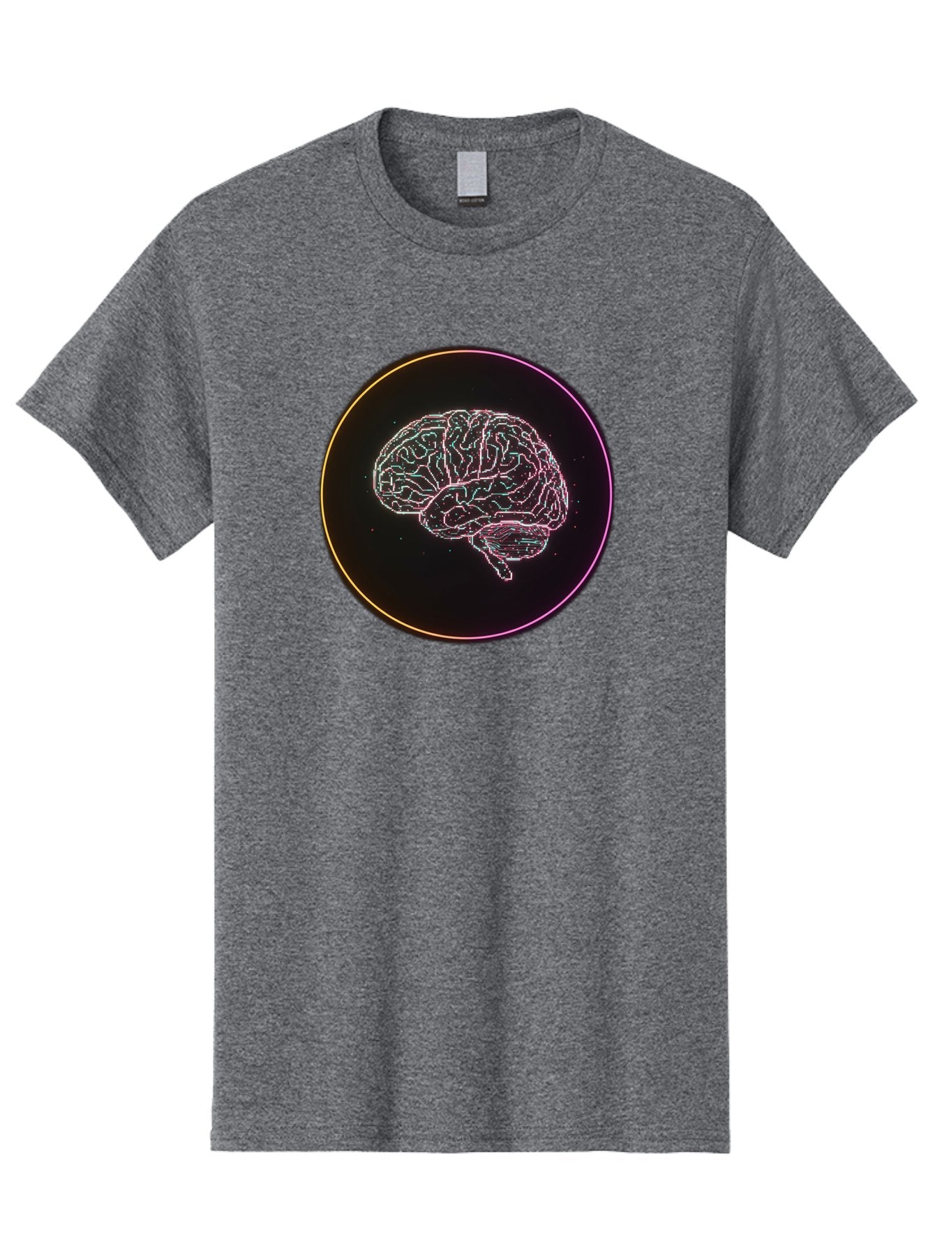 Brain-Illustration Men'S Graphic Tee, 100% Cotton, Comfortable Casual Summer Wear, Machine Washable, Human Brain, Neon Illustration, Futuristic Design, Glowing Lines, Abstract Art, Brain Function, Psychological Concept, Digital Artwork, Baa211 8