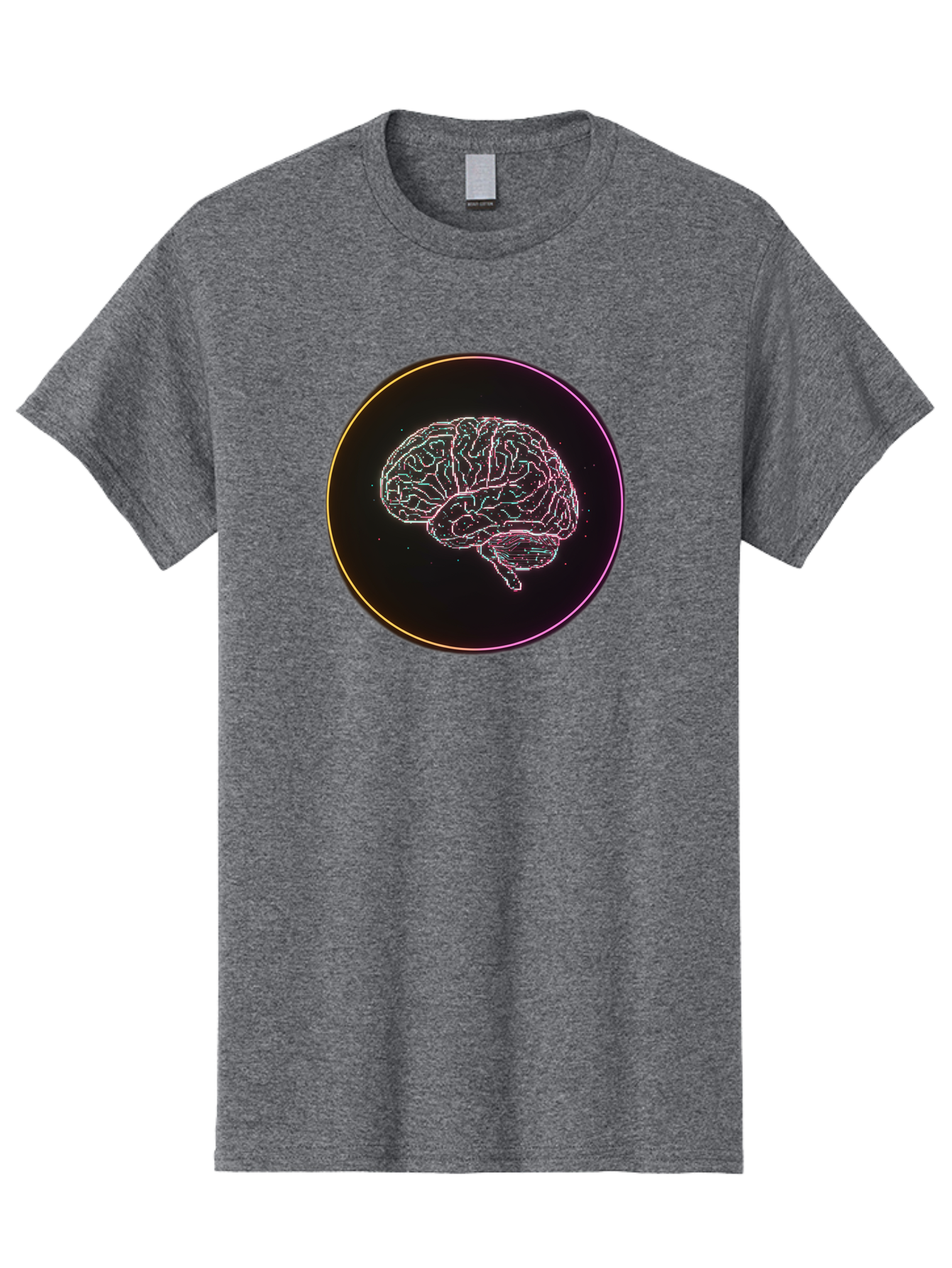 Brain-Illustration Men'S Graphic Tee, 100% Cotton, Comfortable Casual Summer Wear, Machine Washable, Human Brain, Neon Illustration, Futuristic Design, Glowing Lines, Abstract Art, Brain Function, Psychological Concept, Digital Artwork, Baa211 11