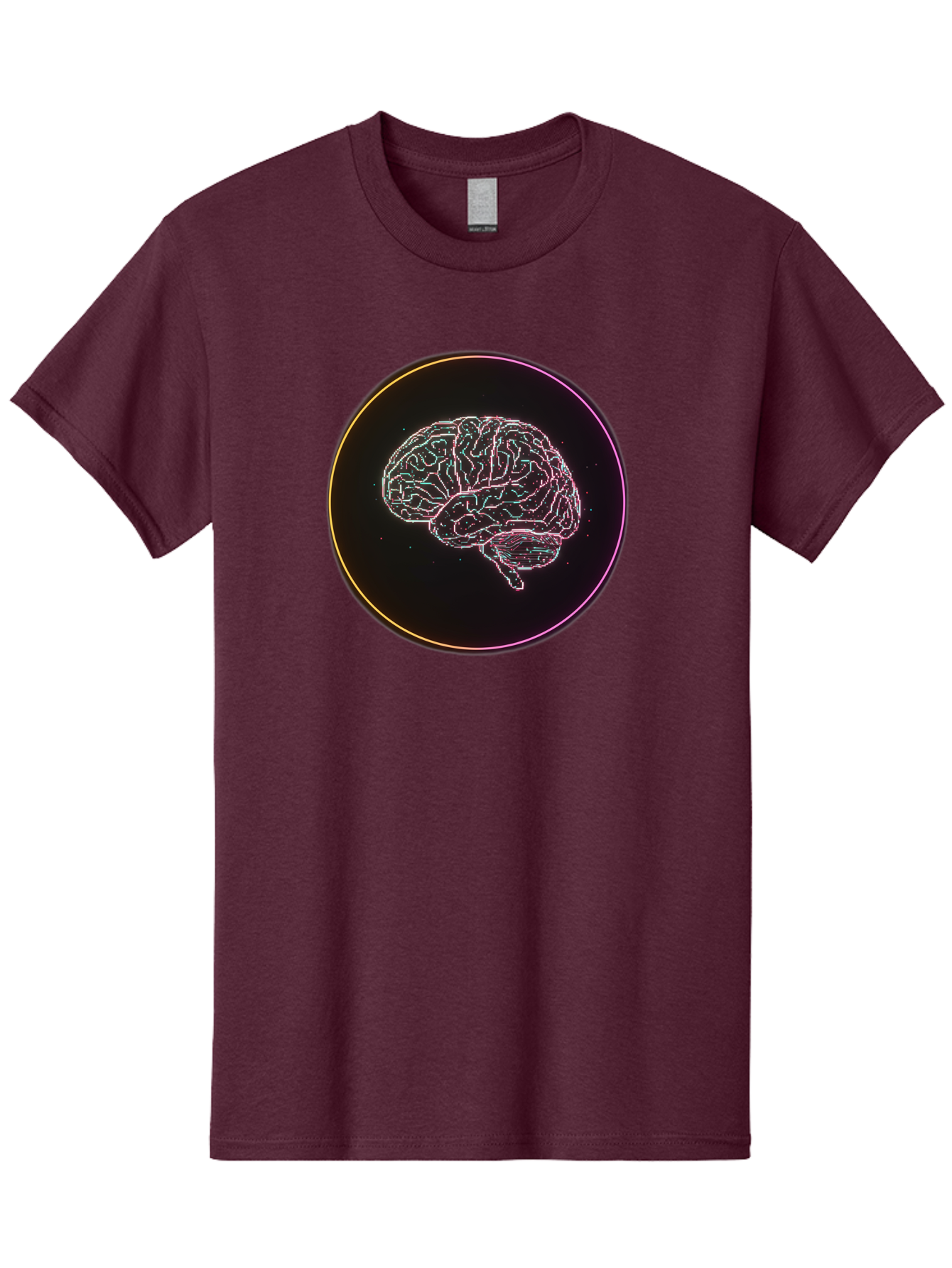 Brain-Illustration Men'S Graphic Tee, 100% Cotton, Comfortable Casual Summer Wear, Machine Washable, Human Brain, Neon Illustration, Futuristic Design, Glowing Lines, Abstract Art, Brain Function, Psychological Concept, Digital Artwork, Baa211 29