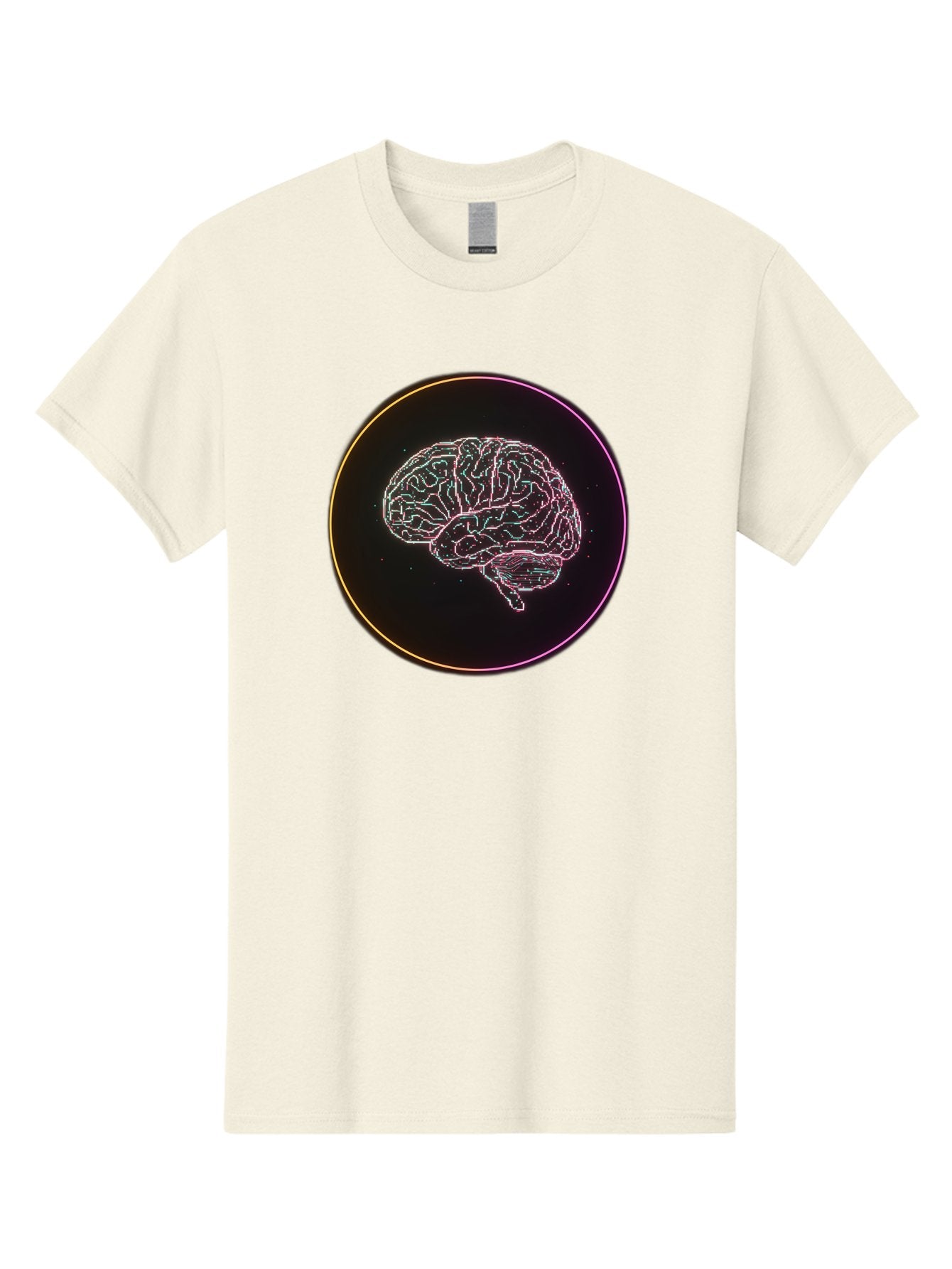 Brain-Illustration Men'S Graphic Tee, 100% Cotton, Comfortable Casual Summer Wear, Machine Washable, Human Brain, Neon Illustration, Futuristic Design, Glowing Lines, Abstract Art, Brain Function, Psychological Concept, Digital Artwork, Baa211 10