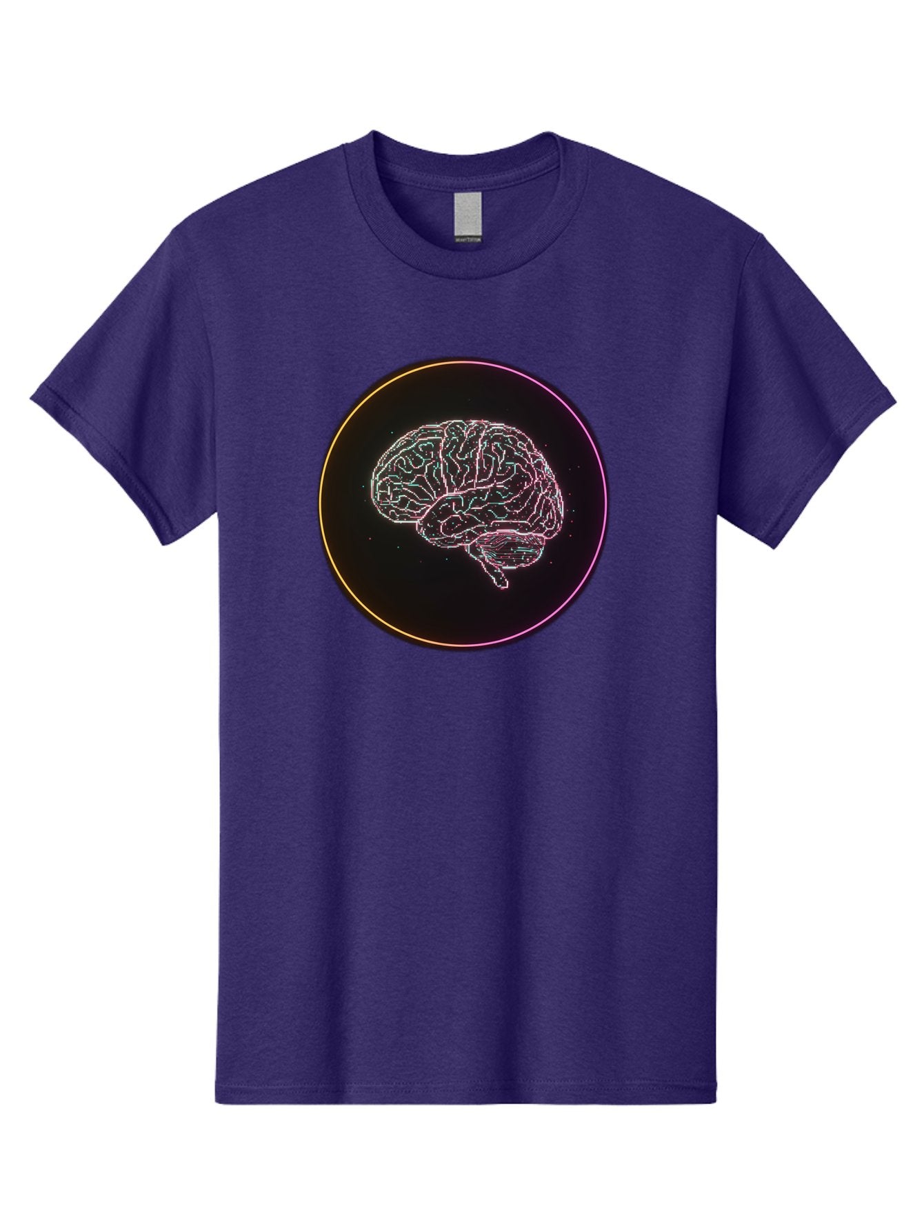 Brain-Illustration Men'S Graphic Tee, 100% Cotton, Comfortable Casual Summer Wear, Machine Washable, Human Brain, Neon Illustration, Futuristic Design, Glowing Lines, Abstract Art, Brain Function, Psychological Concept, Digital Artwork, Baa211 4