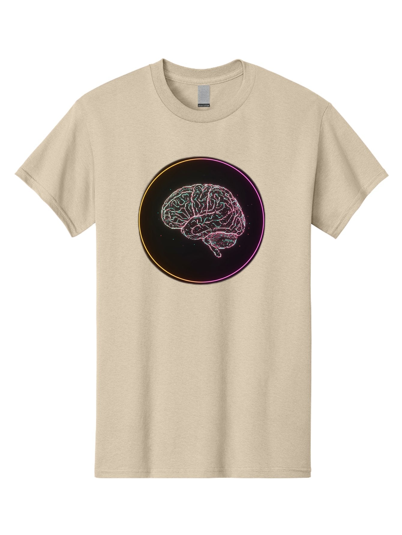 Brain-Illustration Men'S Graphic Tee, 100% Cotton, Comfortable Casual Summer Wear, Machine Washable, Human Brain, Neon Illustration, Futuristic Design, Glowing Lines, Abstract Art, Brain Function, Psychological Concept, Digital Artwork, Baa211 6