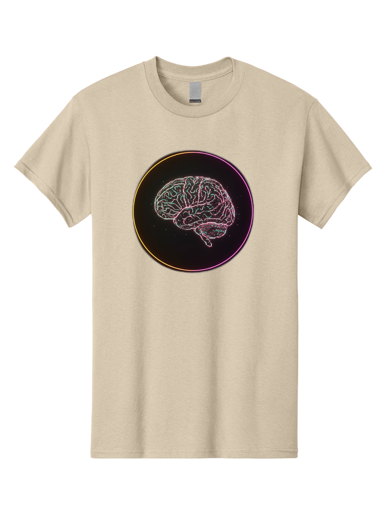 Brain-Illustration Men'S Graphic Tee, 100% Cotton, Comfortable Casual Summer Wear, Machine Washable, Human Brain, Neon Illustration, Futuristic Design, Glowing Lines, Abstract Art, Brain Function, Psychological Concept, Digital Artwork, Baa211 13