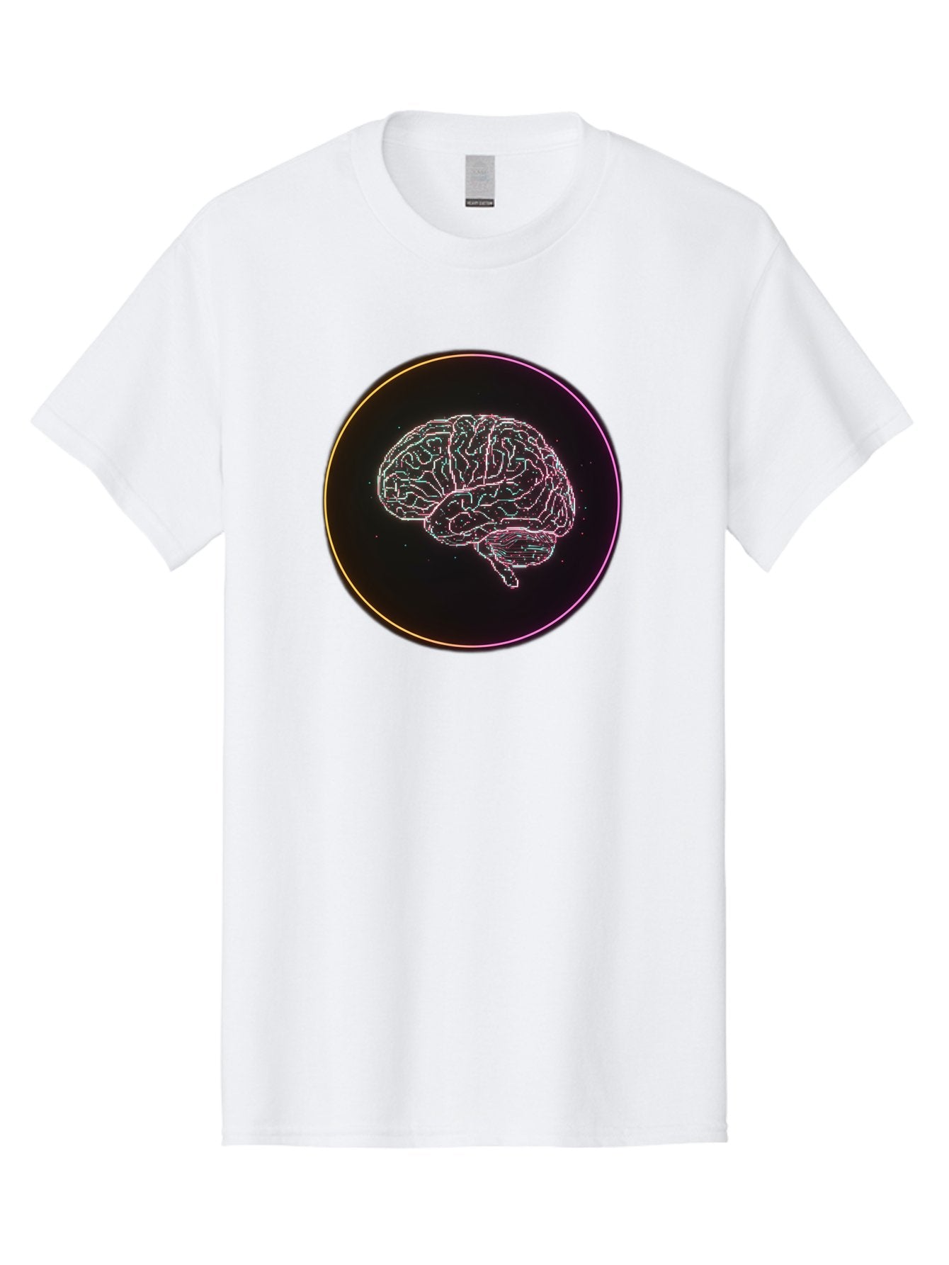 Brain-Illustration Men'S Graphic Tee, 100% Cotton, Comfortable Casual Summer Wear, Machine Washable, Human Brain, Neon Illustration, Futuristic Design, Glowing Lines, Abstract Art, Brain Function, Psychological Concept, Digital Artwork, Baa211 14