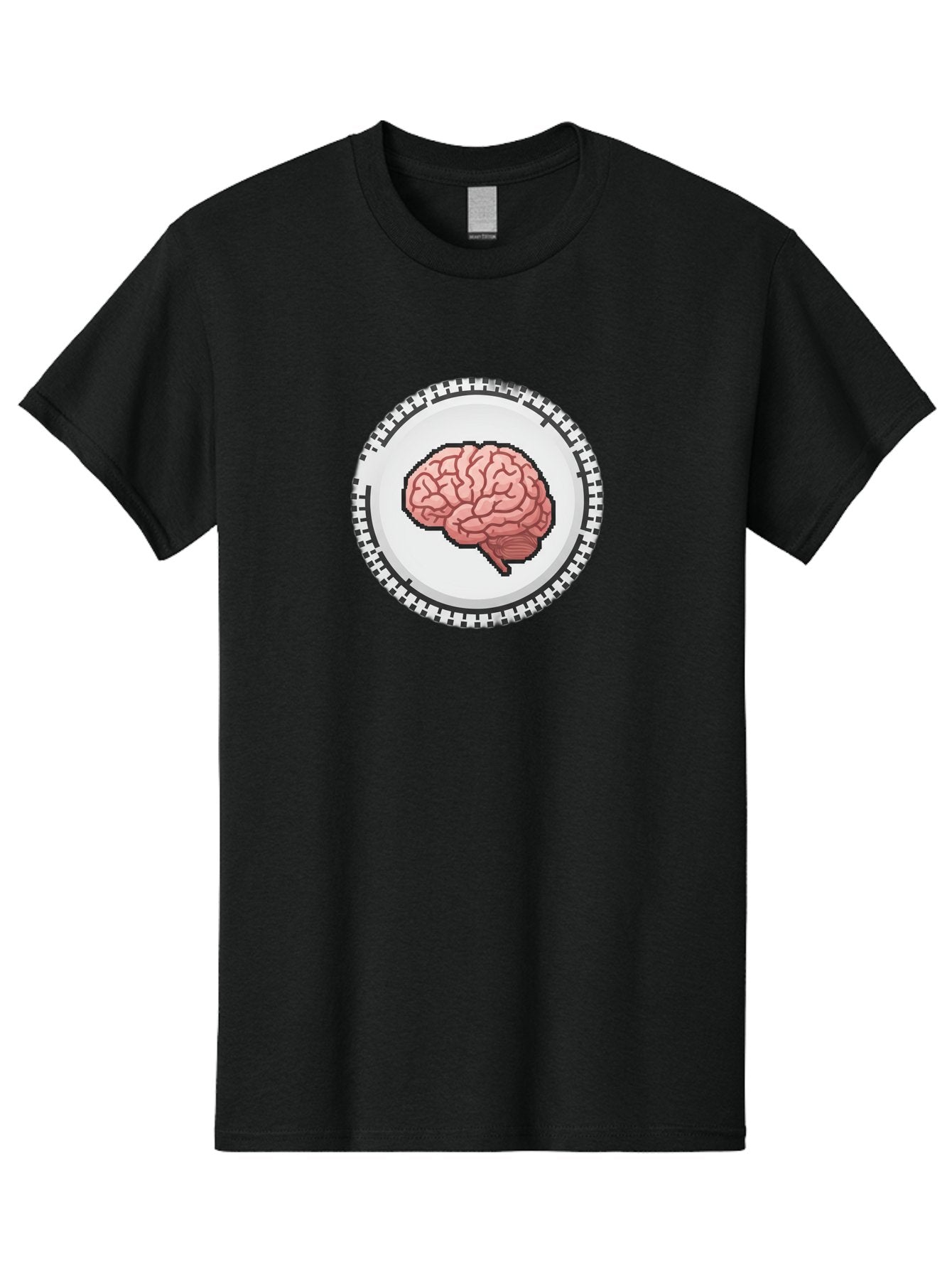 Brain-Puzzle-Piece Men'S Graphic Tee, 100% Cotton, Comfortable Casual Summer Wear, Machine Washable, Human Brain Illustration, Digital Art, Cognitive Function, Neuroscience, Puzzle Piece, Pink And White Colors, Black Outline Baa212 4