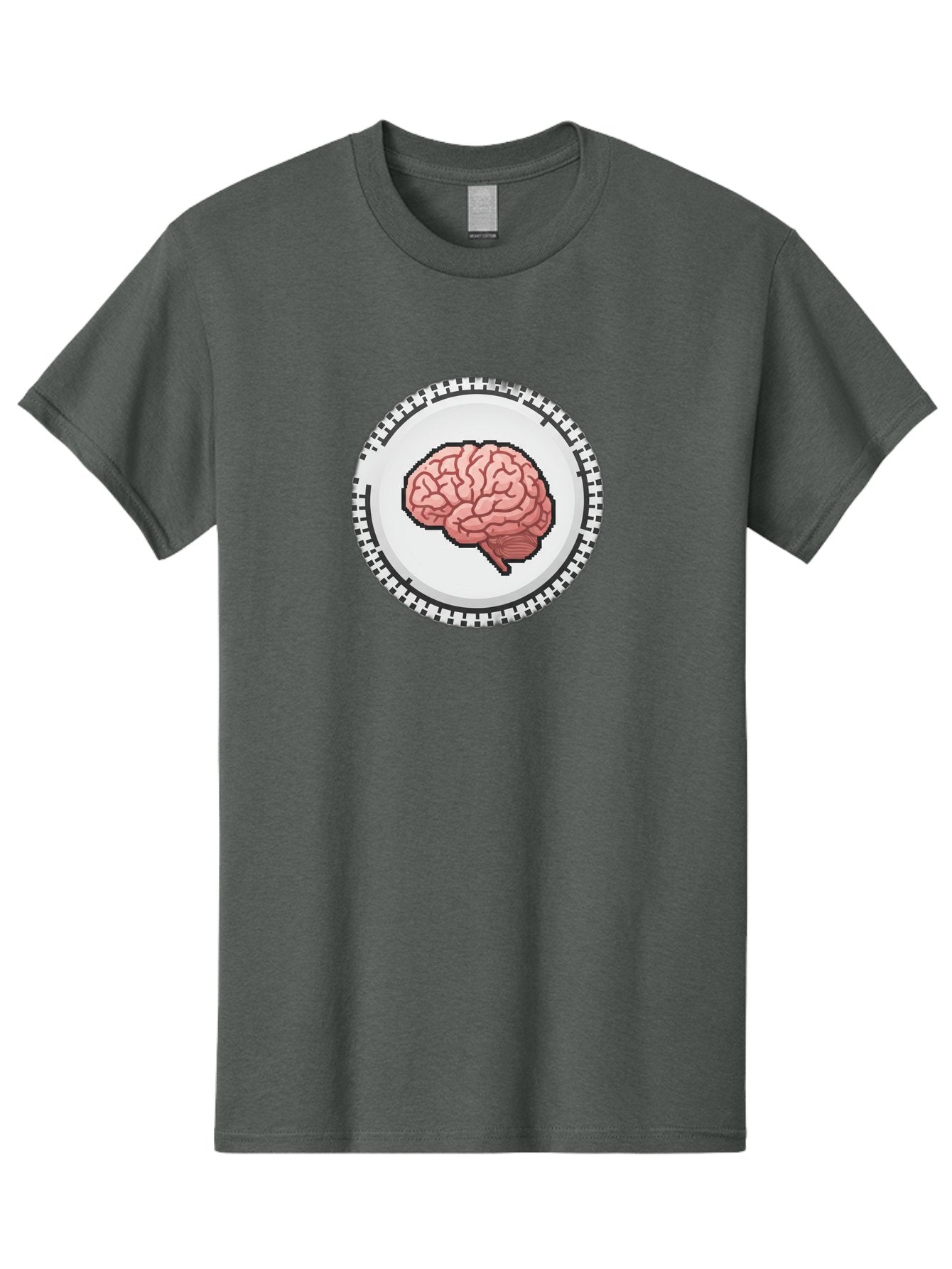 Brain-Puzzle-Piece Men'S Graphic Tee, 100% Cotton, Comfortable Casual Summer Wear, Machine Washable, Human Brain Illustration, Digital Art, Cognitive Function, Neuroscience, Puzzle Piece, Pink And White Colors, Black Outline Baa212 7