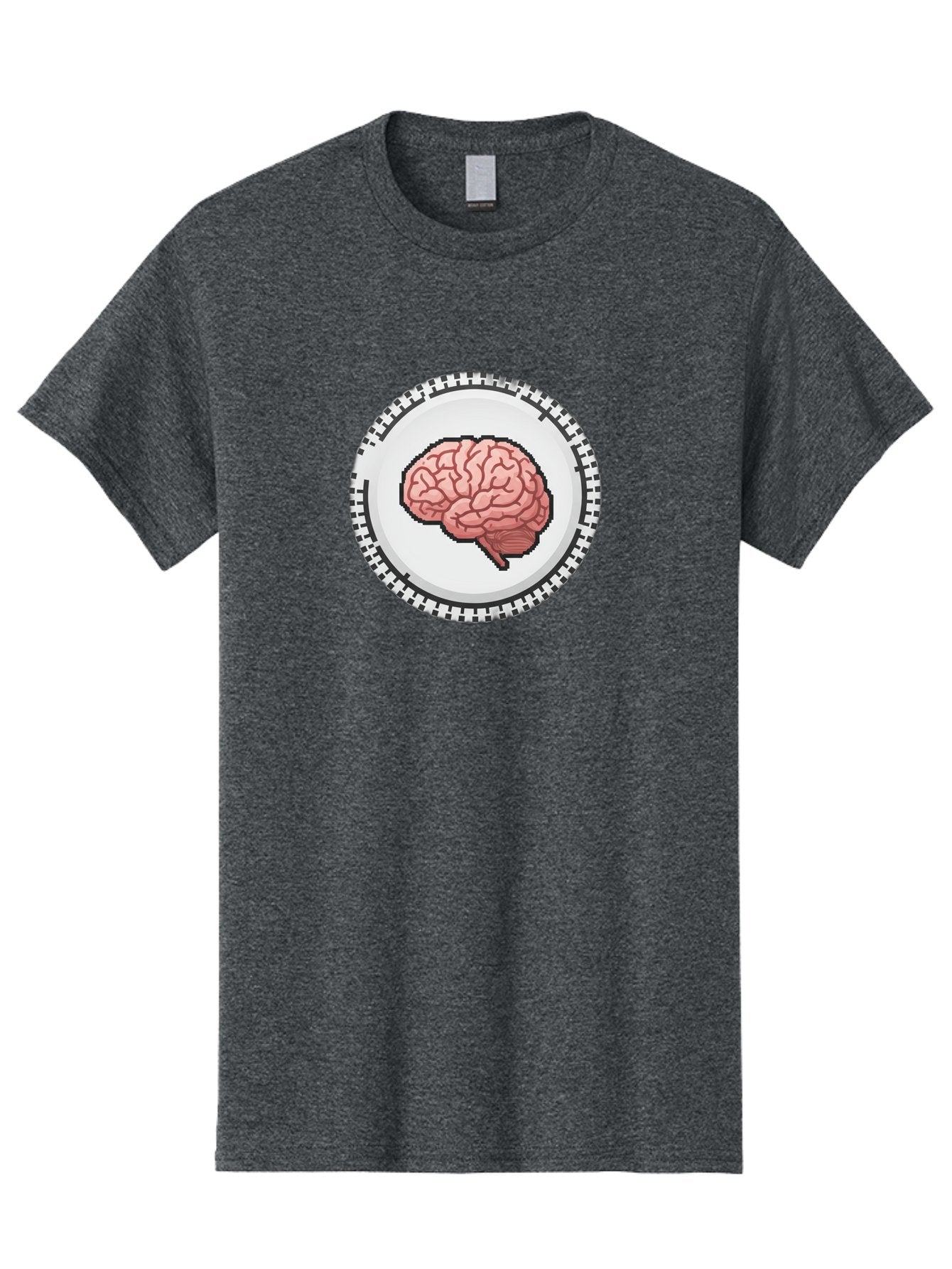 Brain-Puzzle-Piece Men'S Graphic Tee, 100% Cotton, Comfortable Casual Summer Wear, Machine Washable, Human Brain Illustration, Digital Art, Cognitive Function, Neuroscience, Puzzle Piece, Pink And White Colors, Black Outline Baa212 13
