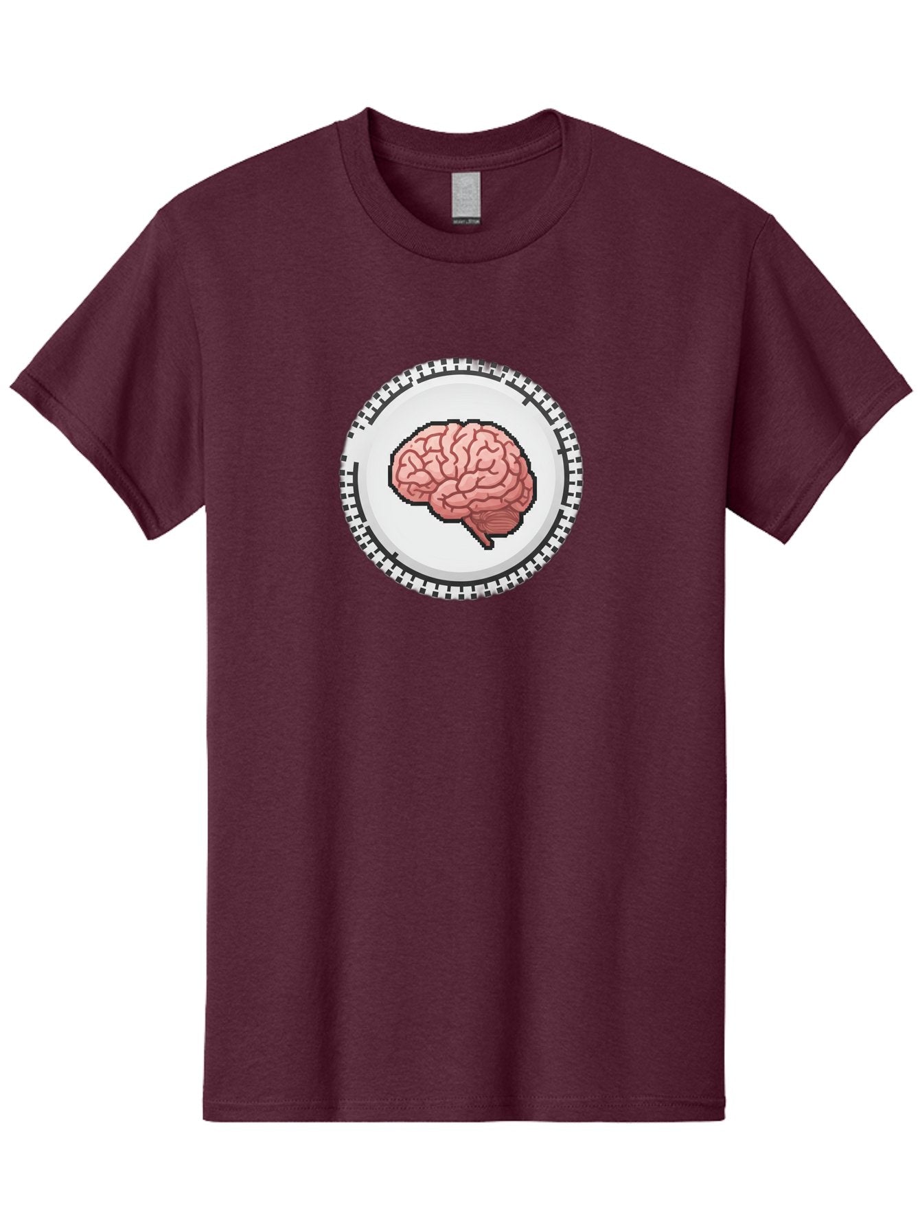 Brain-Puzzle-Piece Men'S Graphic Tee, 100% Cotton, Comfortable Casual Summer Wear, Machine Washable, Human Brain Illustration, Digital Art, Cognitive Function, Neuroscience, Puzzle Piece, Pink And White Colors, Black Outline Baa212 12