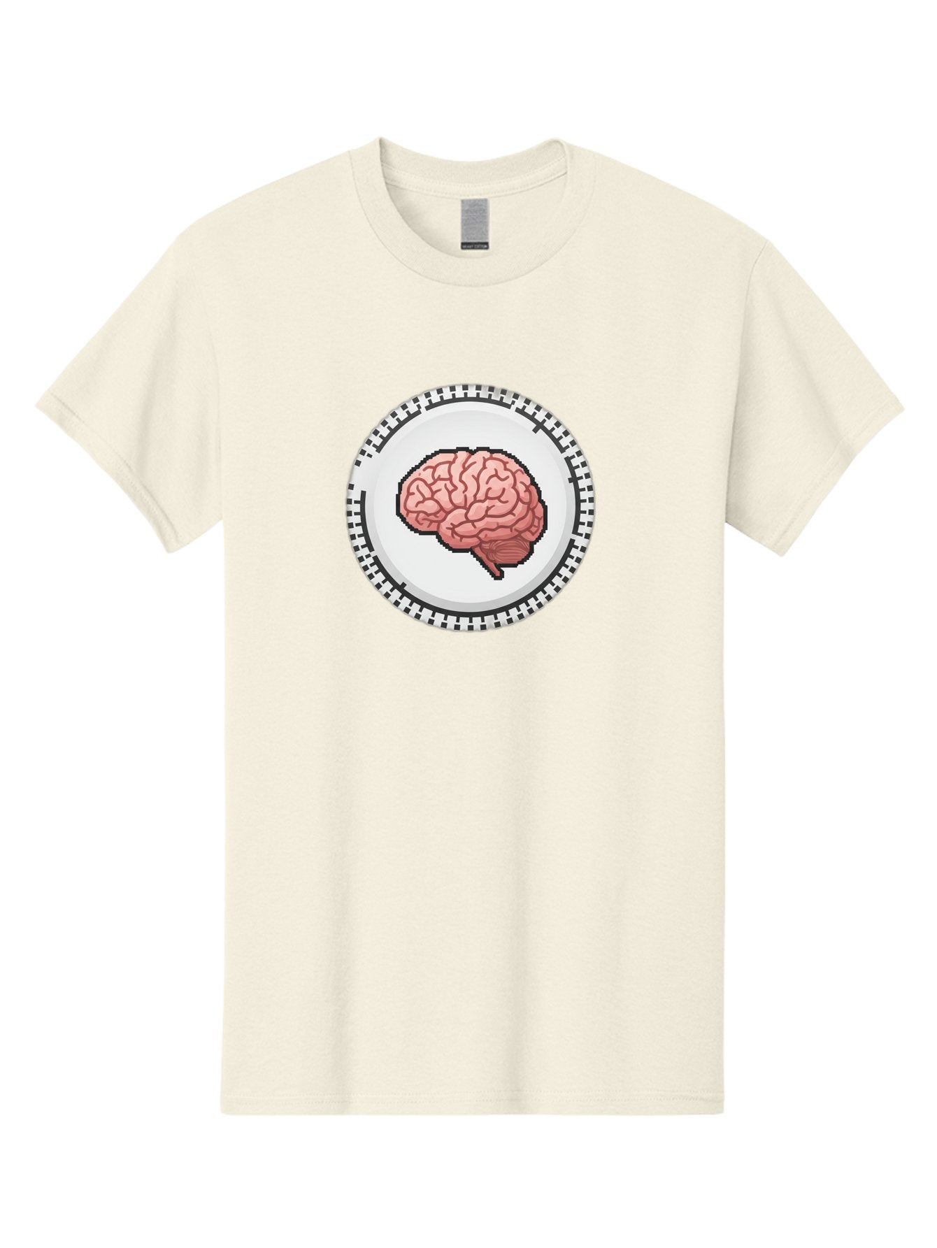 Brain-Puzzle-Piece Men'S Graphic Tee, 100% Cotton, Comfortable Casual Summer Wear, Machine Washable, Human Brain Illustration, Digital Art, Cognitive Function, Neuroscience, Puzzle Piece, Pink And White Colors, Black Outline Baa212 6