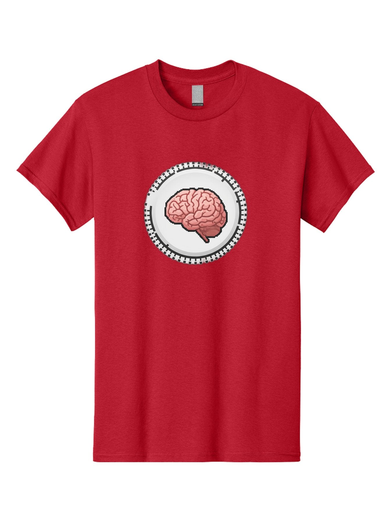 Brain-Puzzle-Piece Men'S Graphic Tee, 100% Cotton, Comfortable Casual Summer Wear, Machine Washable, Human Brain Illustration, Digital Art, Cognitive Function, Neuroscience, Puzzle Piece, Pink And White Colors, Black Outline Baa212 3