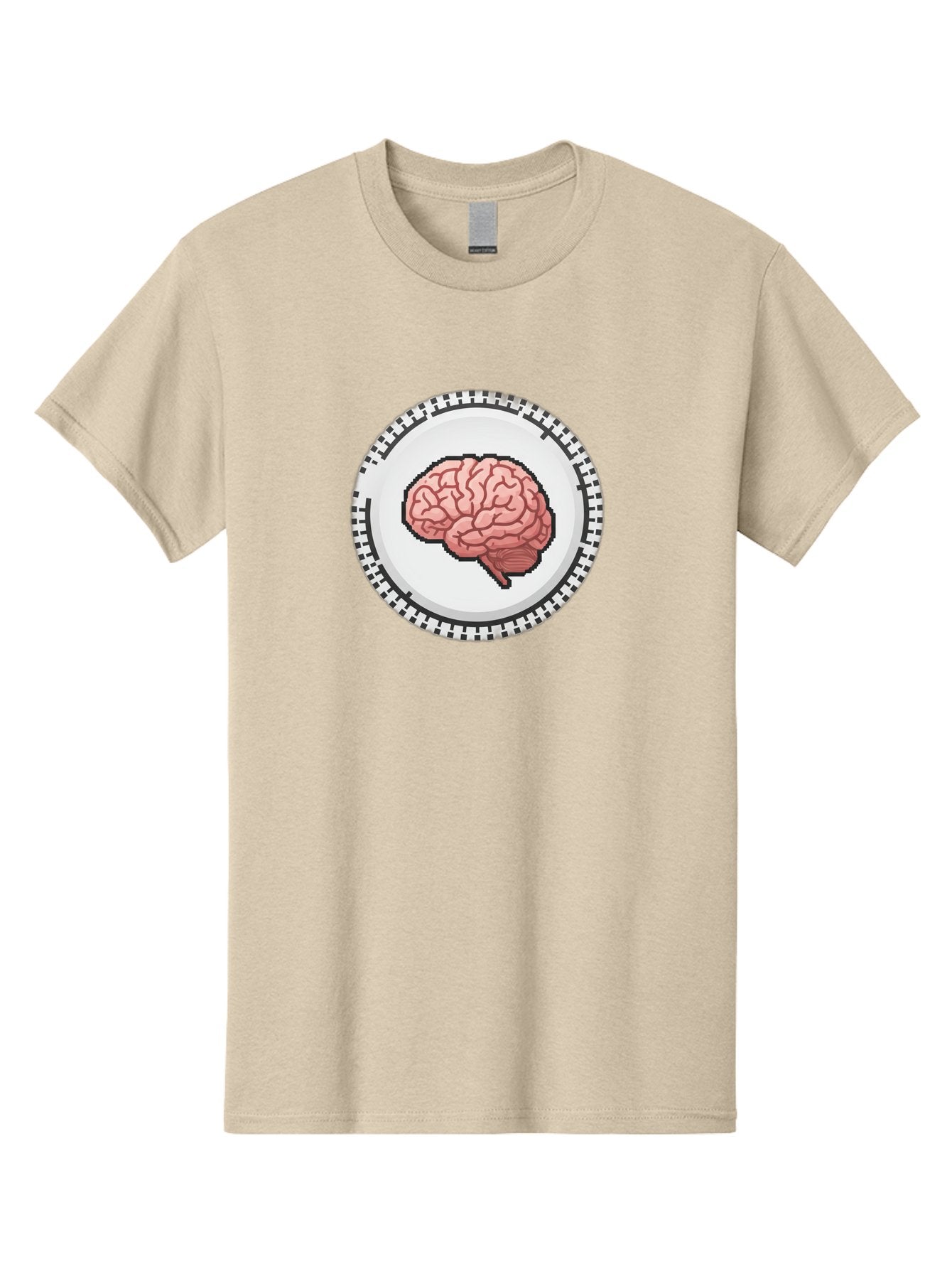 Brain-Puzzle-Piece Men'S Graphic Tee, 100% Cotton, Comfortable Casual Summer Wear, Machine Washable, Human Brain Illustration, Digital Art, Cognitive Function, Neuroscience, Puzzle Piece, Pink And White Colors, Black Outline Baa212 9