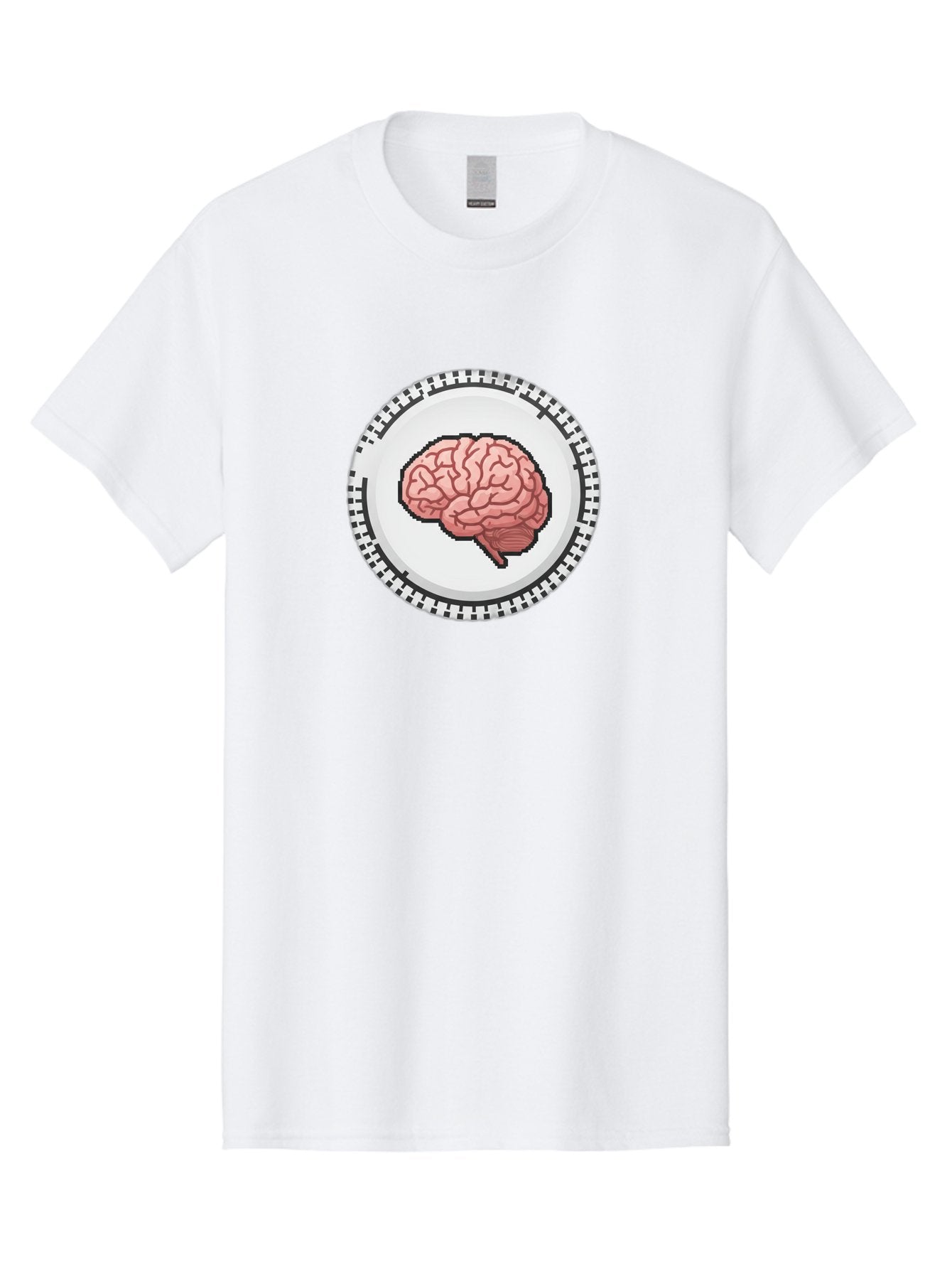 Brain-Puzzle-Piece Men'S Graphic Tee, 100% Cotton, Comfortable Casual Summer Wear, Machine Washable, Human Brain Illustration, Digital Art, Cognitive Function, Neuroscience, Puzzle Piece, Pink And White Colors, Black Outline Baa212 5