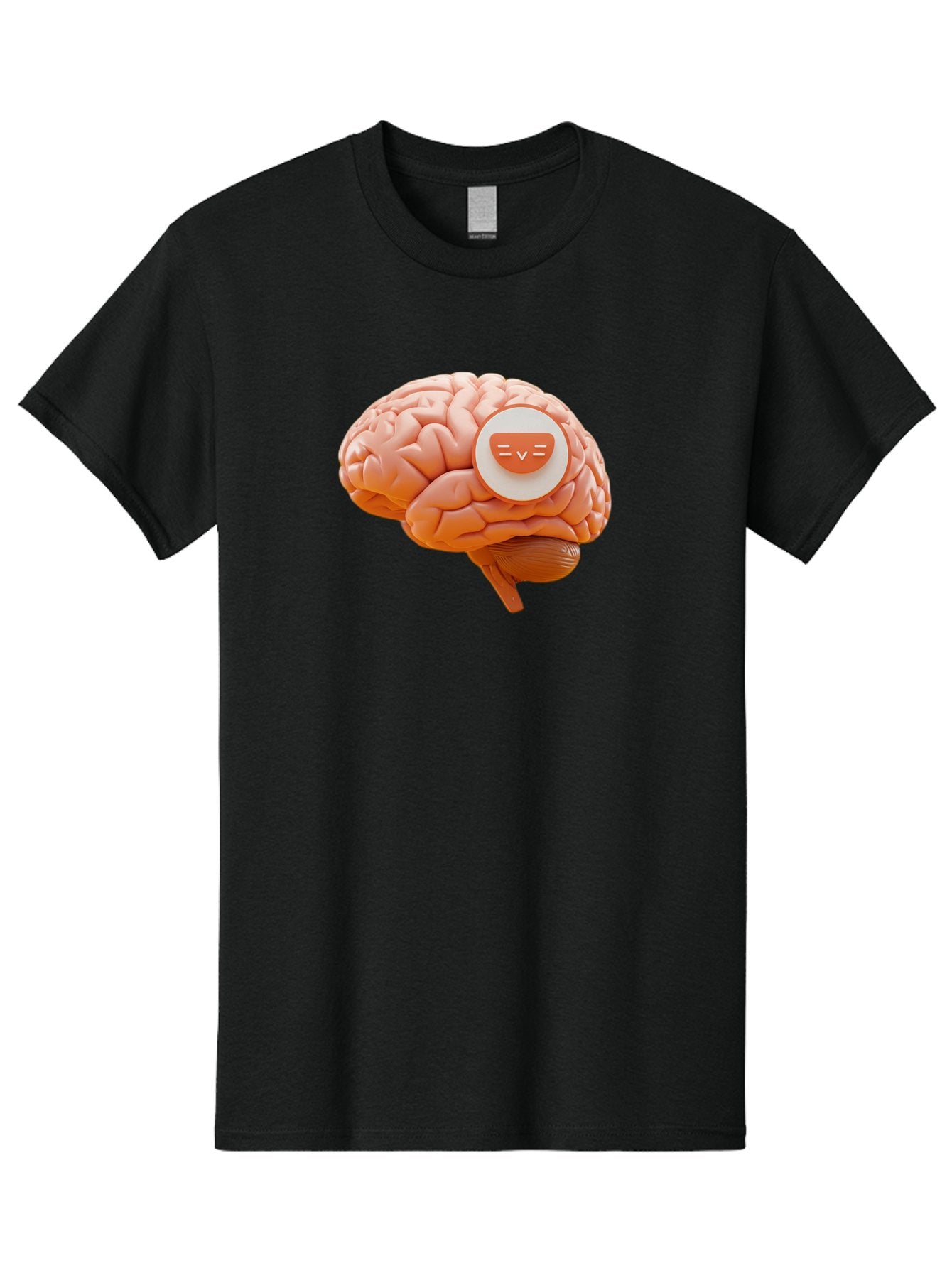 Brain-With-Emoji Men'S Graphic Tee, 100% Cotton, Comfortable Casual Summer Wear, Machine Washable, Human Brain, Smiley Face, Emoticon, Facial Expression, Happiness, 3D Rendering, Digital Art, Creative Design, Brain Illustration, Cute Character Baa214 12
