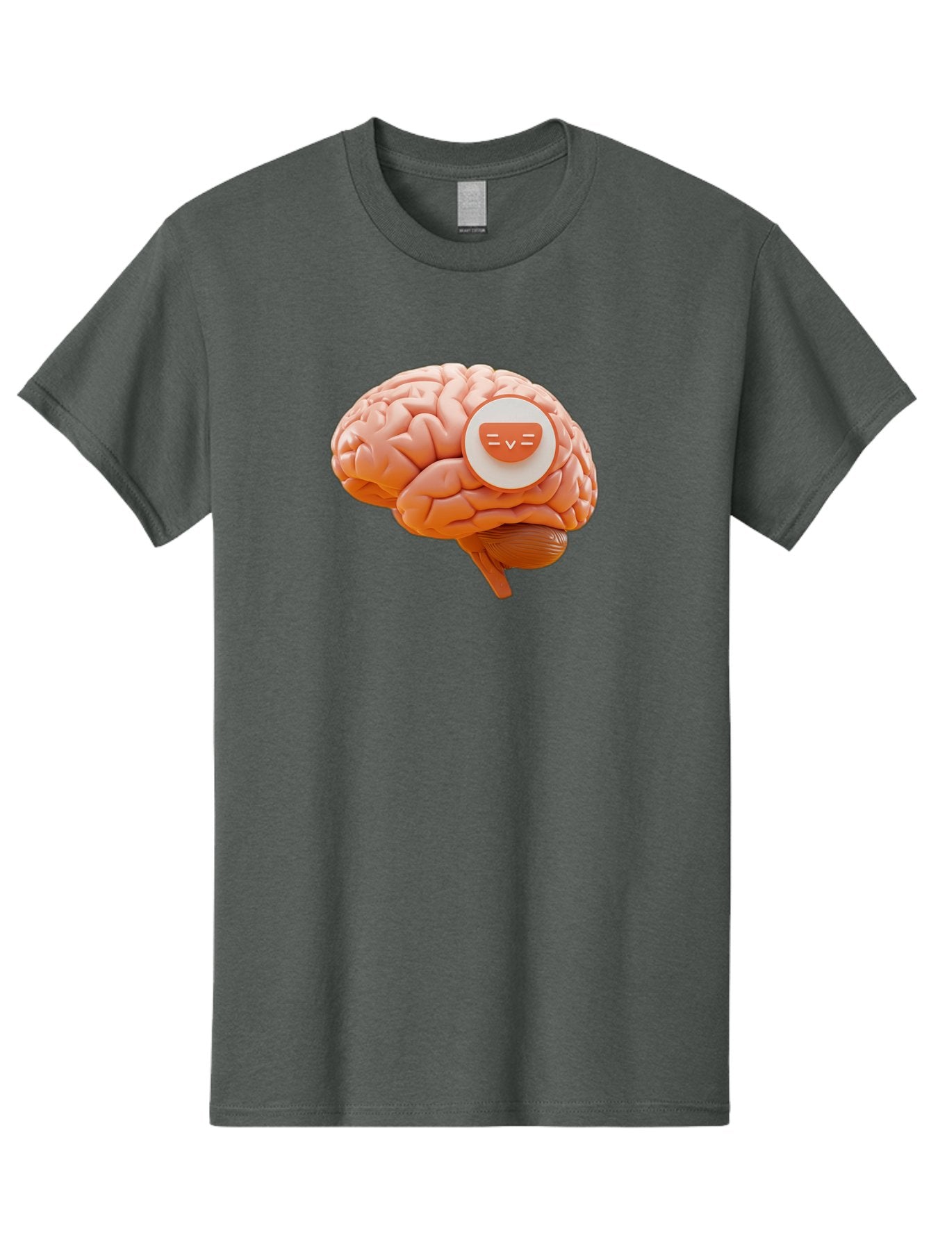 Brain-With-Emoji Men'S Graphic Tee, 100% Cotton, Comfortable Casual Summer Wear, Machine Washable, Human Brain, Smiley Face, Emoticon, Facial Expression, Happiness, 3D Rendering, Digital Art, Creative Design, Brain Illustration, Cute Character Baa214 5