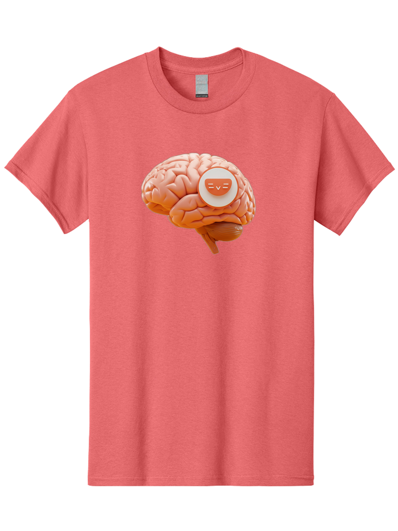 Brain-With-Emoji Men'S Graphic Tee, 100% Cotton, Comfortable Casual Summer Wear, Machine Washable, Human Brain, Smiley Face, Emoticon, Facial Expression, Happiness, 3D Rendering, Digital Art, Creative Design, Brain Illustration, Cute Character Baa214 13