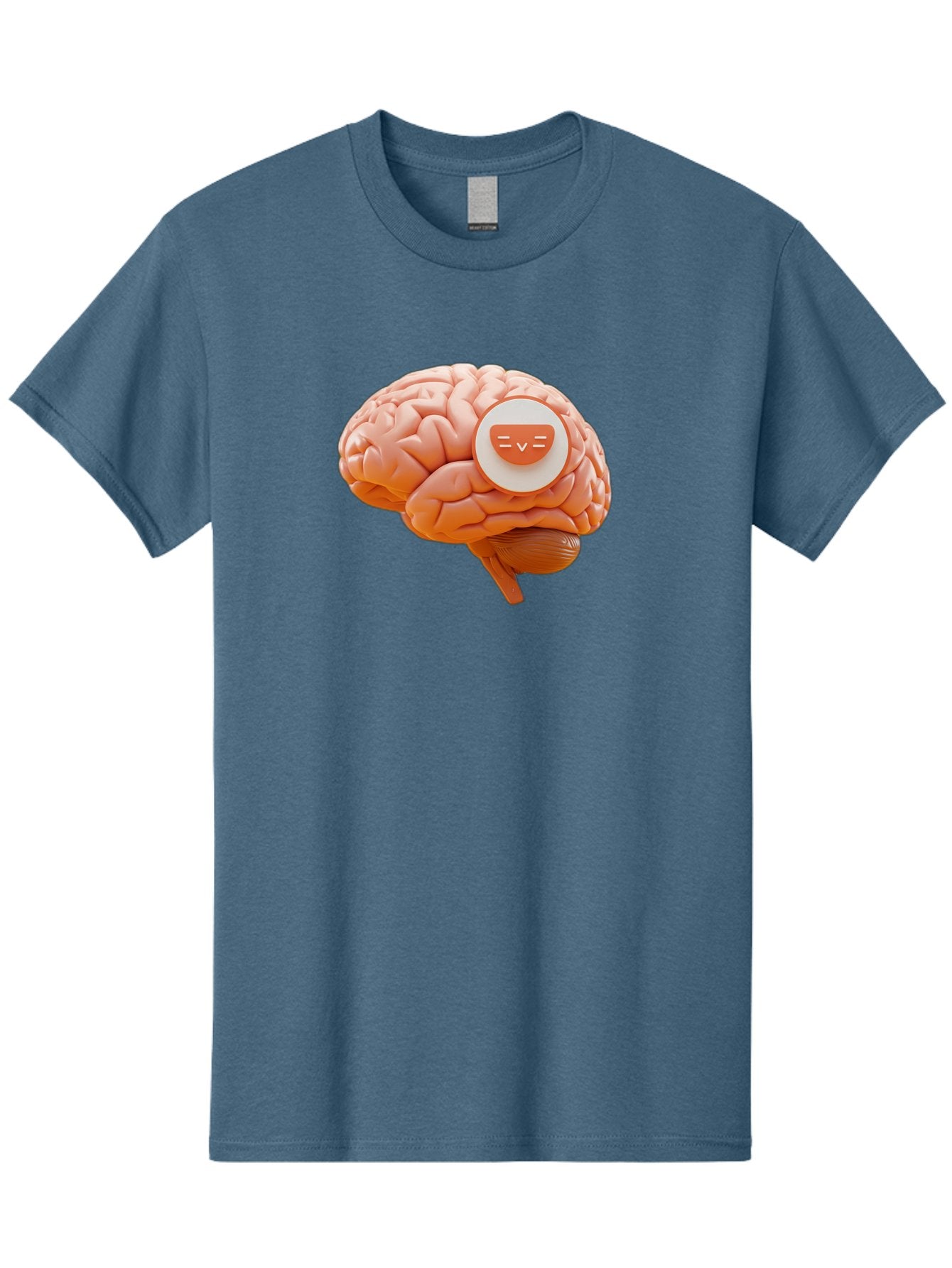 Brain-With-Emoji Men'S Graphic Tee, 100% Cotton, Comfortable Casual Summer Wear, Machine Washable, Human Brain, Smiley Face, Emoticon, Facial Expression, Happiness, 3D Rendering, Digital Art, Creative Design, Brain Illustration, Cute Character Baa214 4