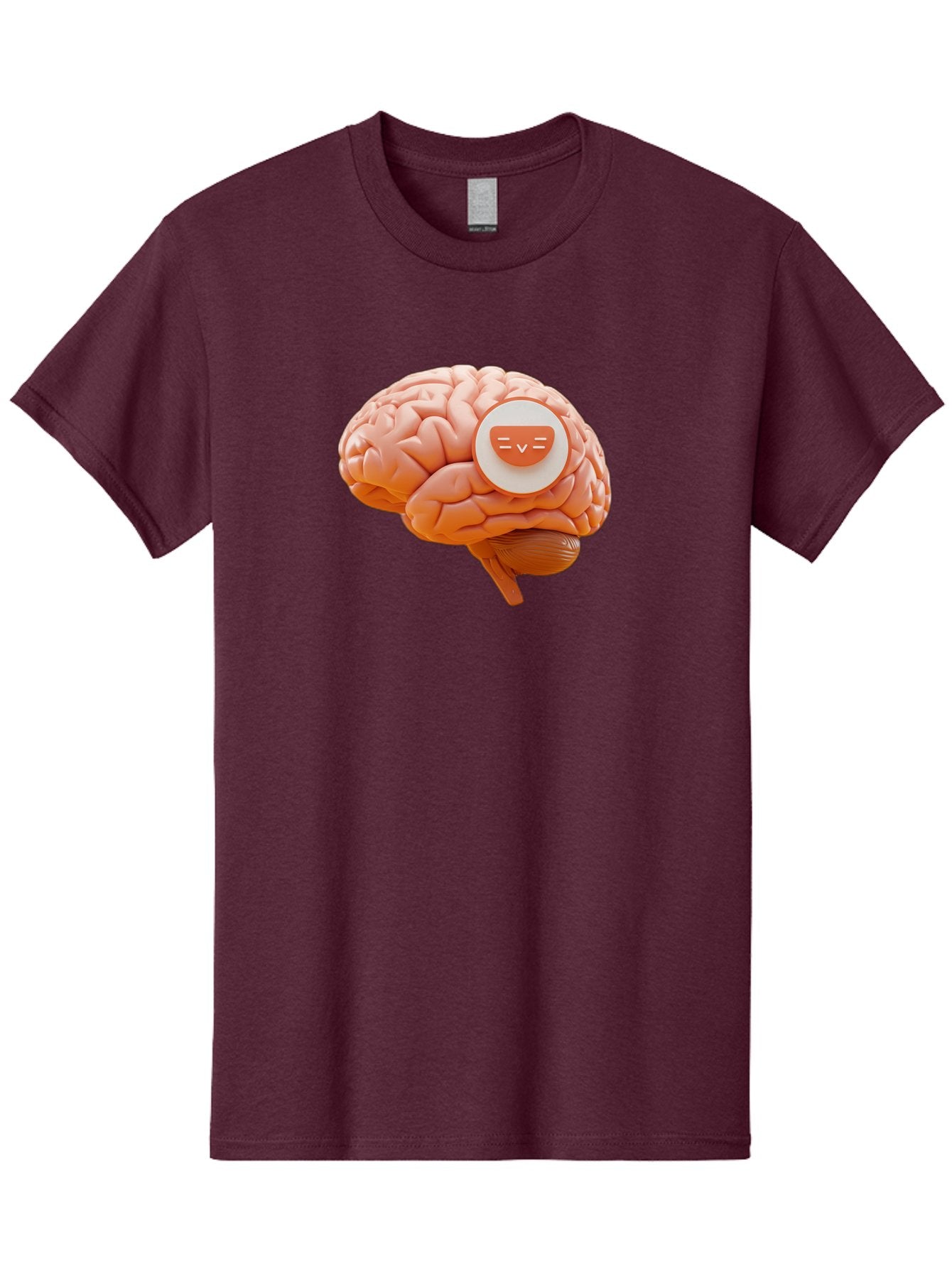 Brain-With-Emoji Men'S Graphic Tee, 100% Cotton, Comfortable Casual Summer Wear, Machine Washable, Human Brain, Smiley Face, Emoticon, Facial Expression, Happiness, 3D Rendering, Digital Art, Creative Design, Brain Illustration, Cute Character Baa214 8