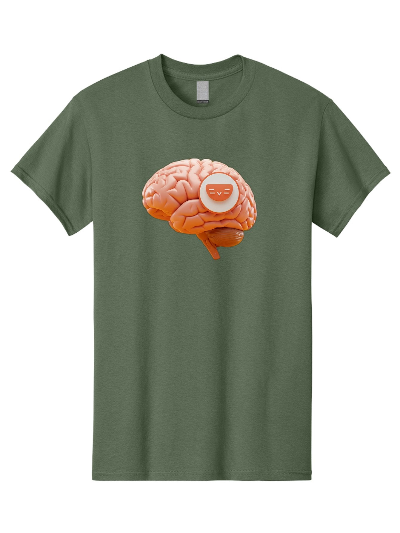 Brain-With-Emoji Men'S Graphic Tee, 100% Cotton, Comfortable Casual Summer Wear, Machine Washable, Human Brain, Smiley Face, Emoticon, Facial Expression, Happiness, 3D Rendering, Digital Art, Creative Design, Brain Illustration, Cute Character Baa214