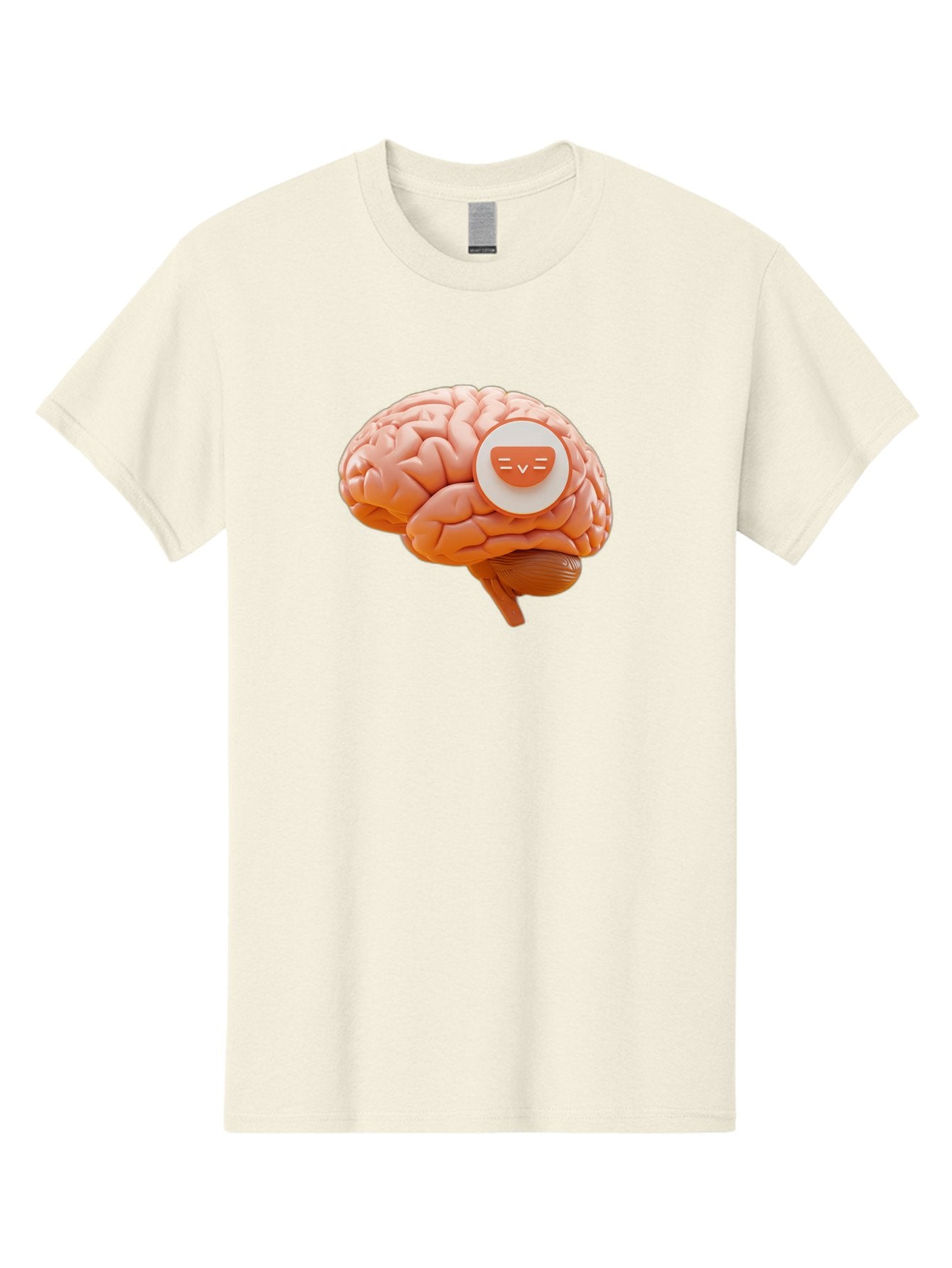 Brain-With-Emoji Men'S Graphic Tee, 100% Cotton, Comfortable Casual Summer Wear, Machine Washable, Human Brain, Smiley Face, Emoticon, Facial Expression, Happiness, 3D Rendering, Digital Art, Creative Design, Brain Illustration, Cute Character Baa214 3