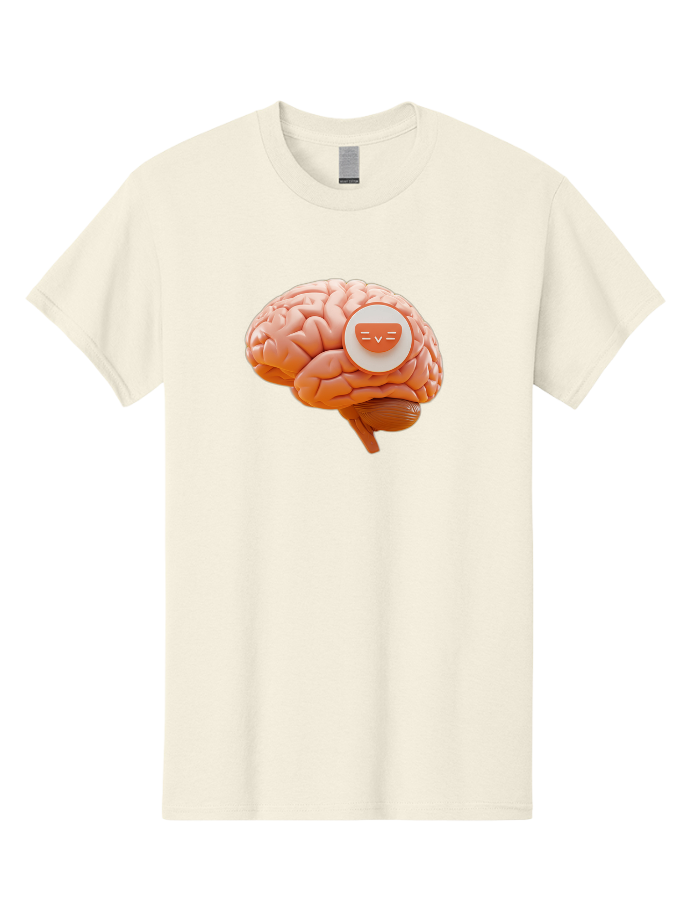 Brain-With-Emoji Men'S Graphic Tee, 100% Cotton, Comfortable Casual Summer Wear, Machine Washable, Human Brain, Smiley Face, Emoticon, Facial Expression, Happiness, 3D Rendering, Digital Art, Creative Design, Brain Illustration, Cute Character Baa214 17