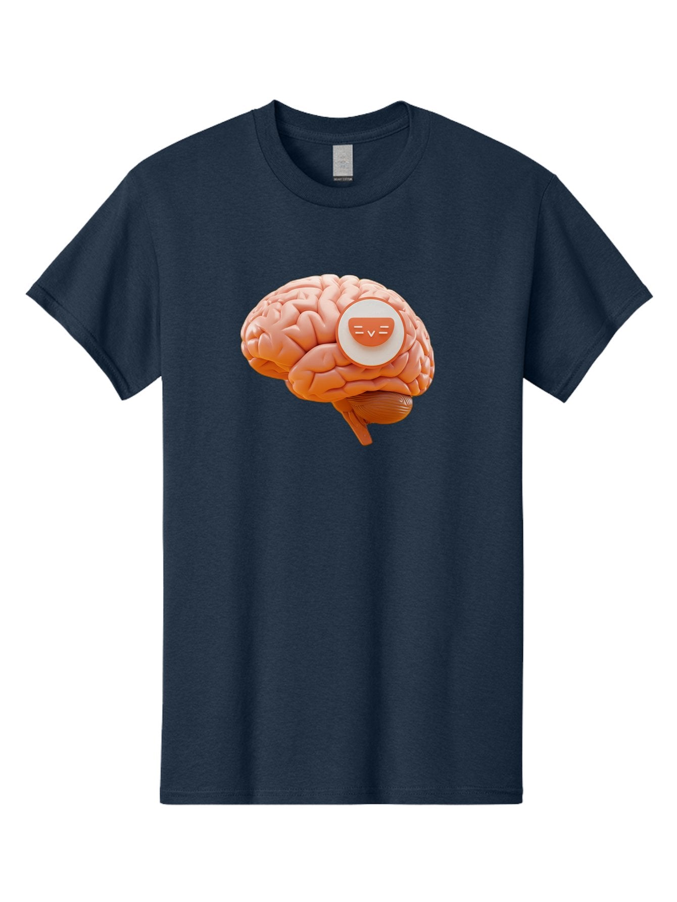 Brain-With-Emoji Men'S Graphic Tee, 100% Cotton, Comfortable Casual Summer Wear, Machine Washable, Human Brain, Smiley Face, Emoticon, Facial Expression, Happiness, 3D Rendering, Digital Art, Creative Design, Brain Illustration, Cute Character Baa214 11