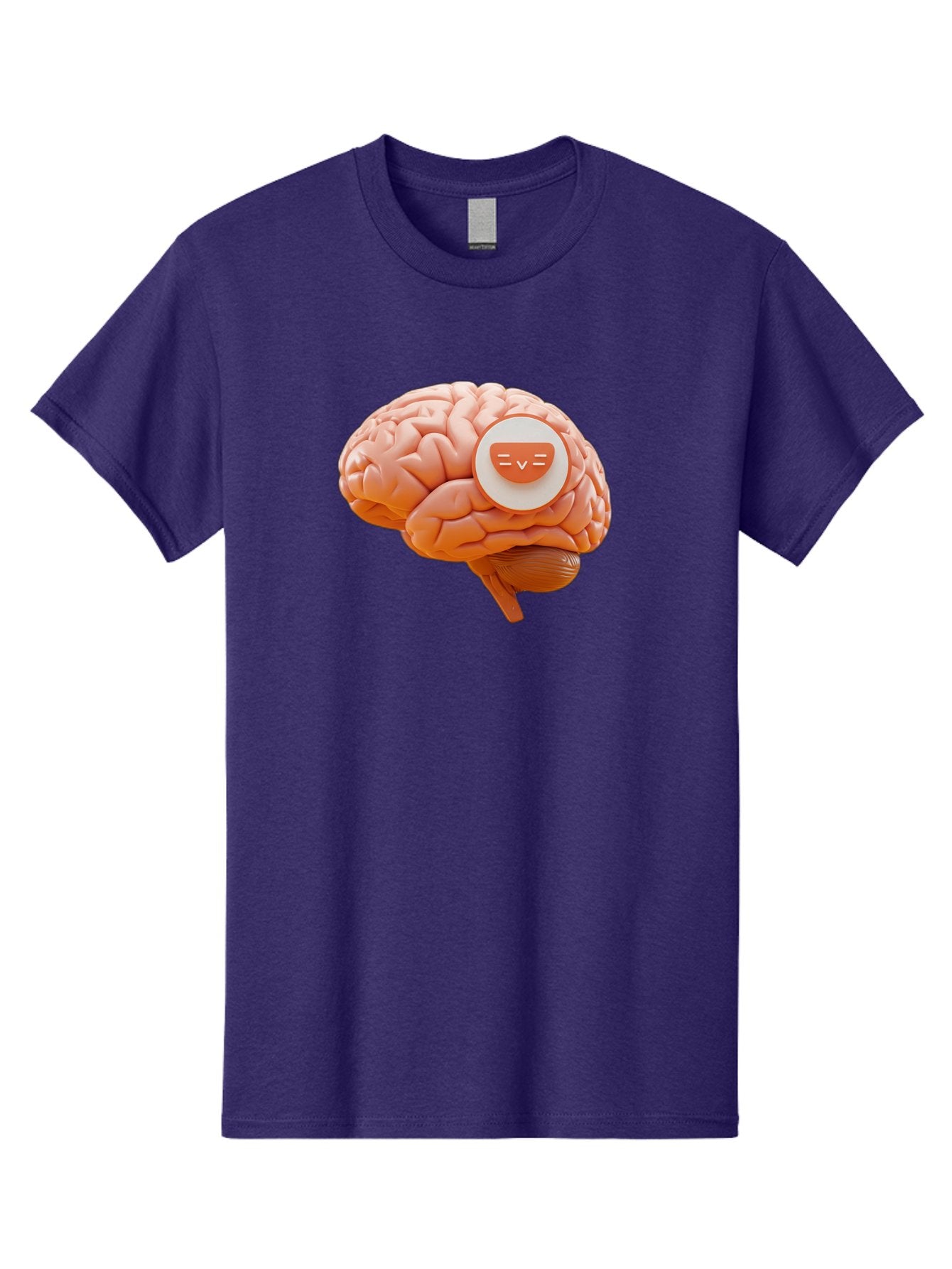 Brain-With-Emoji Men'S Graphic Tee, 100% Cotton, Comfortable Casual Summer Wear, Machine Washable, Human Brain, Smiley Face, Emoticon, Facial Expression, Happiness, 3D Rendering, Digital Art, Creative Design, Brain Illustration, Cute Character Baa214 7