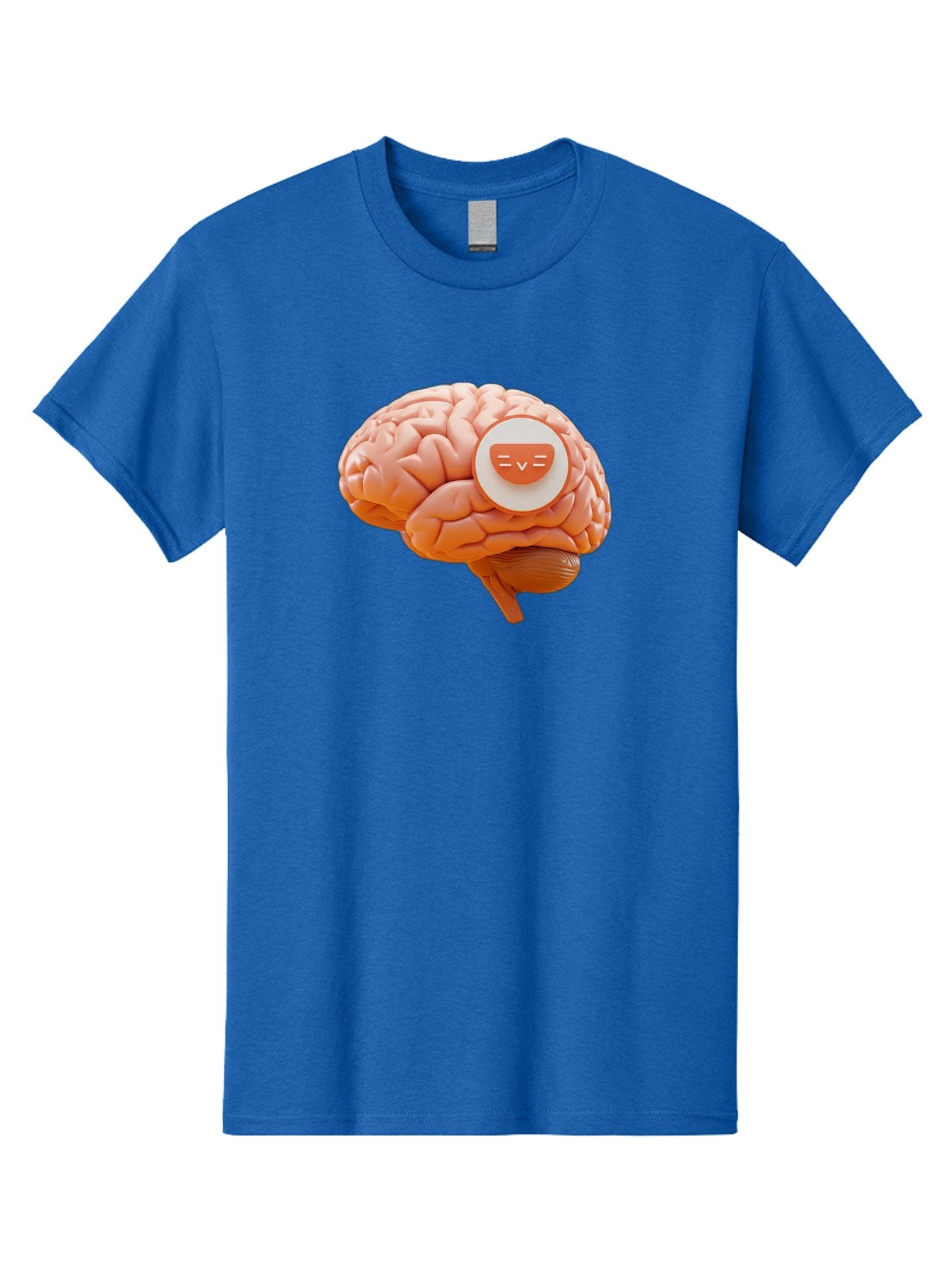 Brain-With-Emoji Men'S Graphic Tee, 100% Cotton, Comfortable Casual Summer Wear, Machine Washable, Human Brain, Smiley Face, Emoticon, Facial Expression, Happiness, 3D Rendering, Digital Art, Creative Design, Brain Illustration, Cute Character Baa214 9