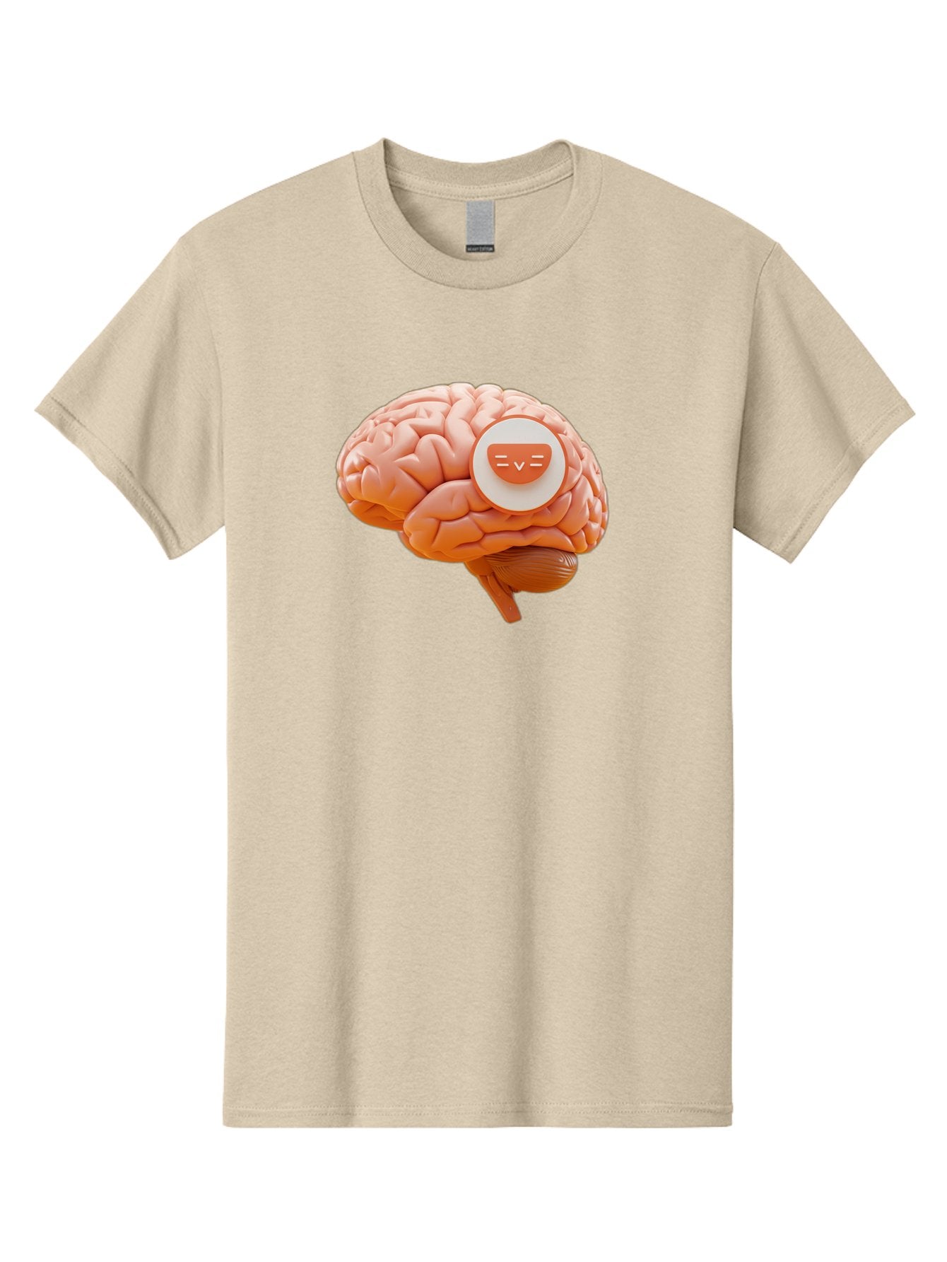 Brain-With-Emoji Men'S Graphic Tee, 100% Cotton, Comfortable Casual Summer Wear, Machine Washable, Human Brain, Smiley Face, Emoticon, Facial Expression, Happiness, 3D Rendering, Digital Art, Creative Design, Brain Illustration, Cute Character Baa214 13