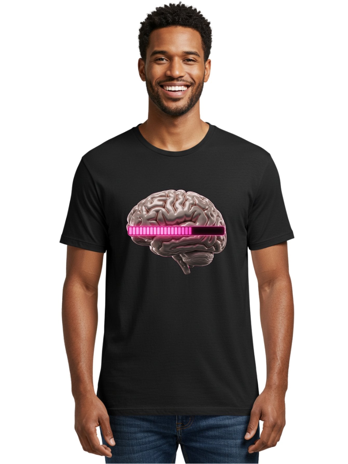 Brain-With-Equalizer Men'S Graphic Tee, 100% Cotton, Comfortable Casual Summer Wear, Machine Washable, Human Brain, Sound Equalizer, Music Visualization, Audio Technology, Neuroscience, Cognitive Function, Digital Art, Futuristic Design Baa215 28