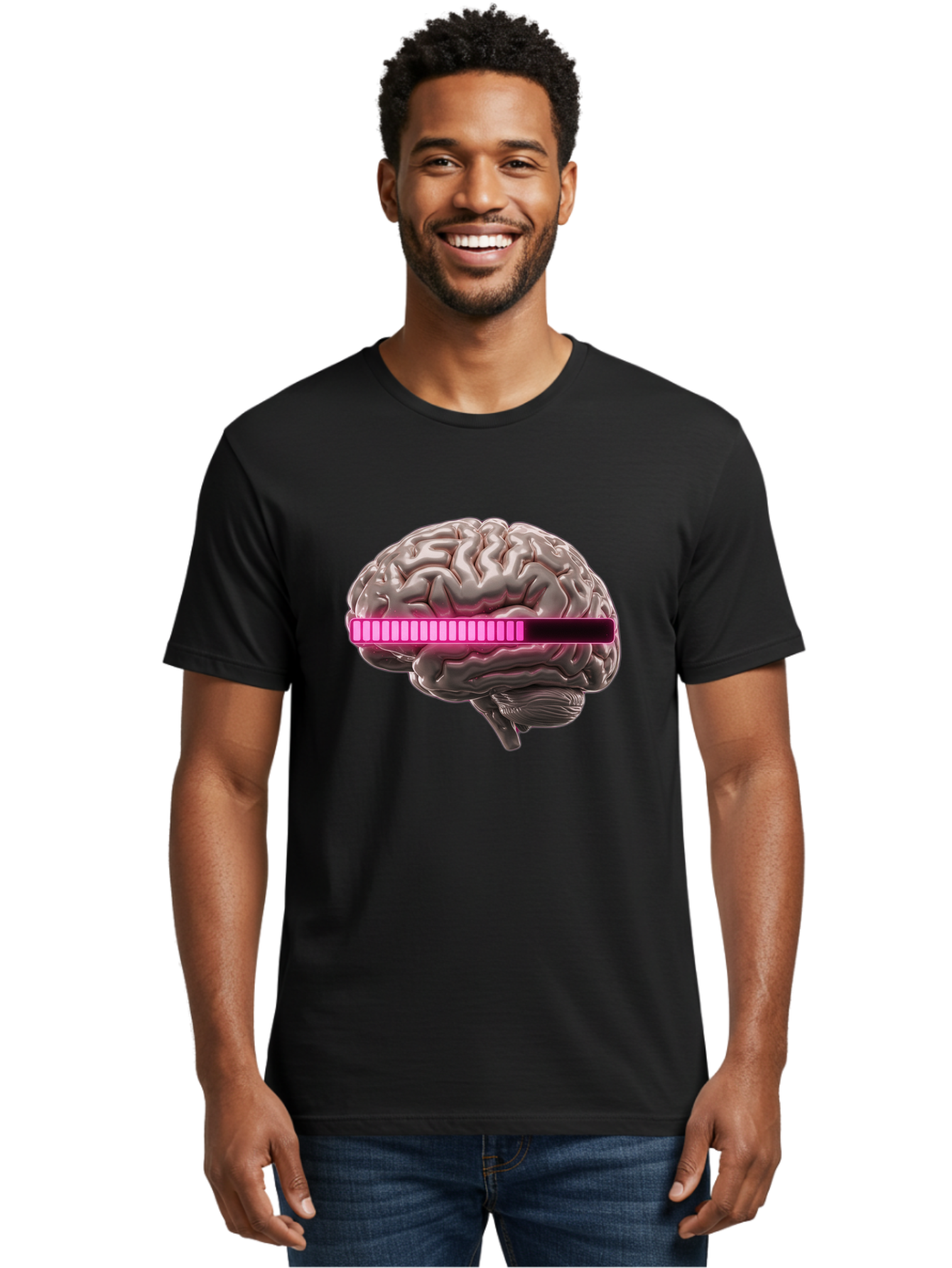 Brain-With-Equalizer Men'S Graphic Tee, 100% Cotton, Comfortable Casual Summer Wear, Machine Washable, Human Brain, Sound Equalizer, Music Visualization, Audio Technology, Neuroscience, Cognitive Function, Digital Art, Futuristic Design Baa215 6