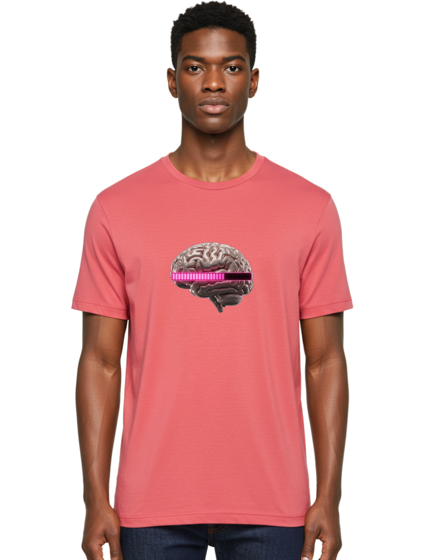 Brain-With-Equalizer Men'S Graphic Tee, 100% Cotton, Comfortable Casual Summer Wear, Machine Washable, Human Brain, Sound Equalizer, Music Visualization, Audio Technology, Neuroscience, Cognitive Function, Digital Art, Futuristic Design Baa215 14