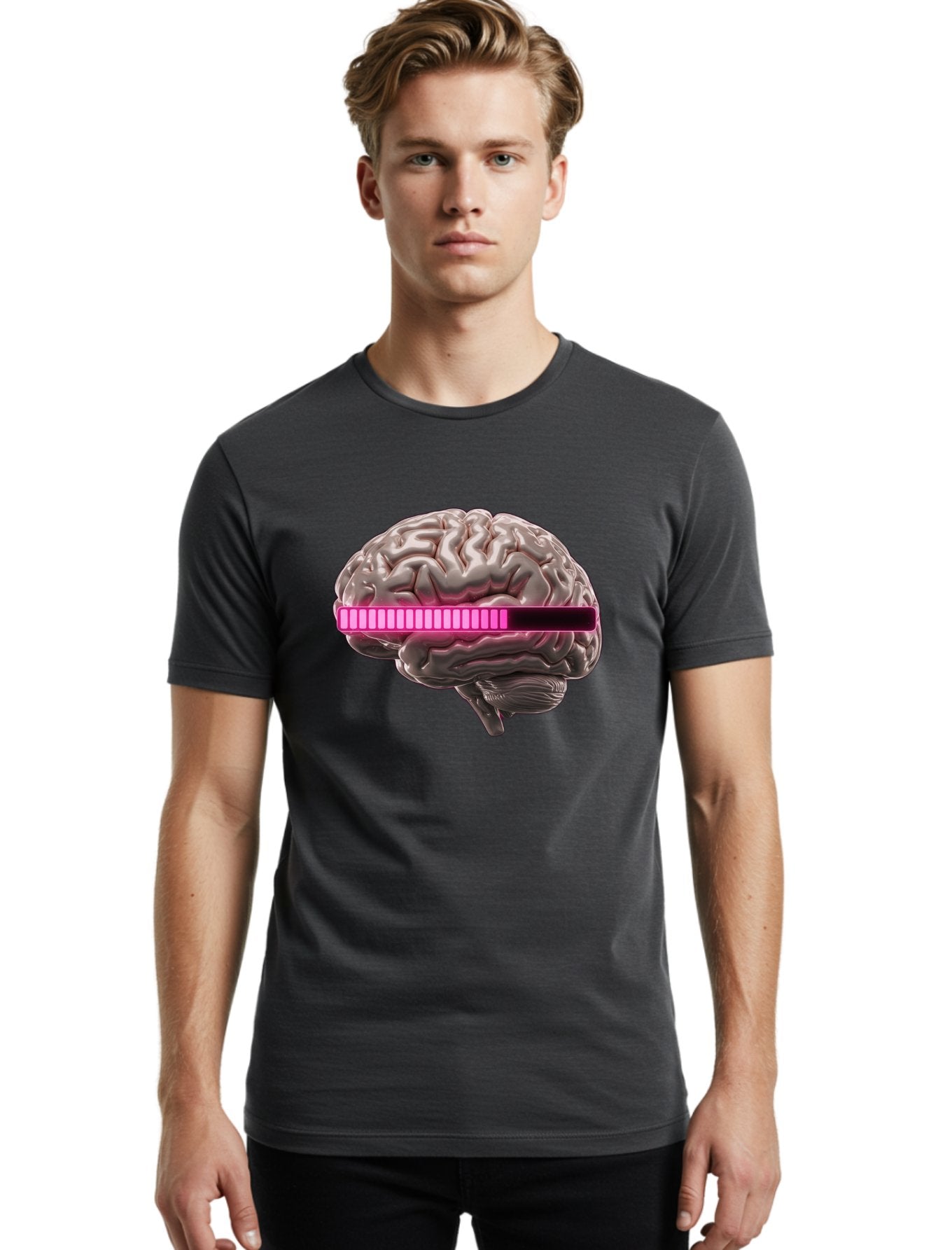 Brain-With-Equalizer Men'S Graphic Tee, 100% Cotton, Comfortable Casual Summer Wear, Machine Washable, Human Brain, Sound Equalizer, Music Visualization, Audio Technology, Neuroscience, Cognitive Function, Digital Art, Futuristic Design Baa215 17