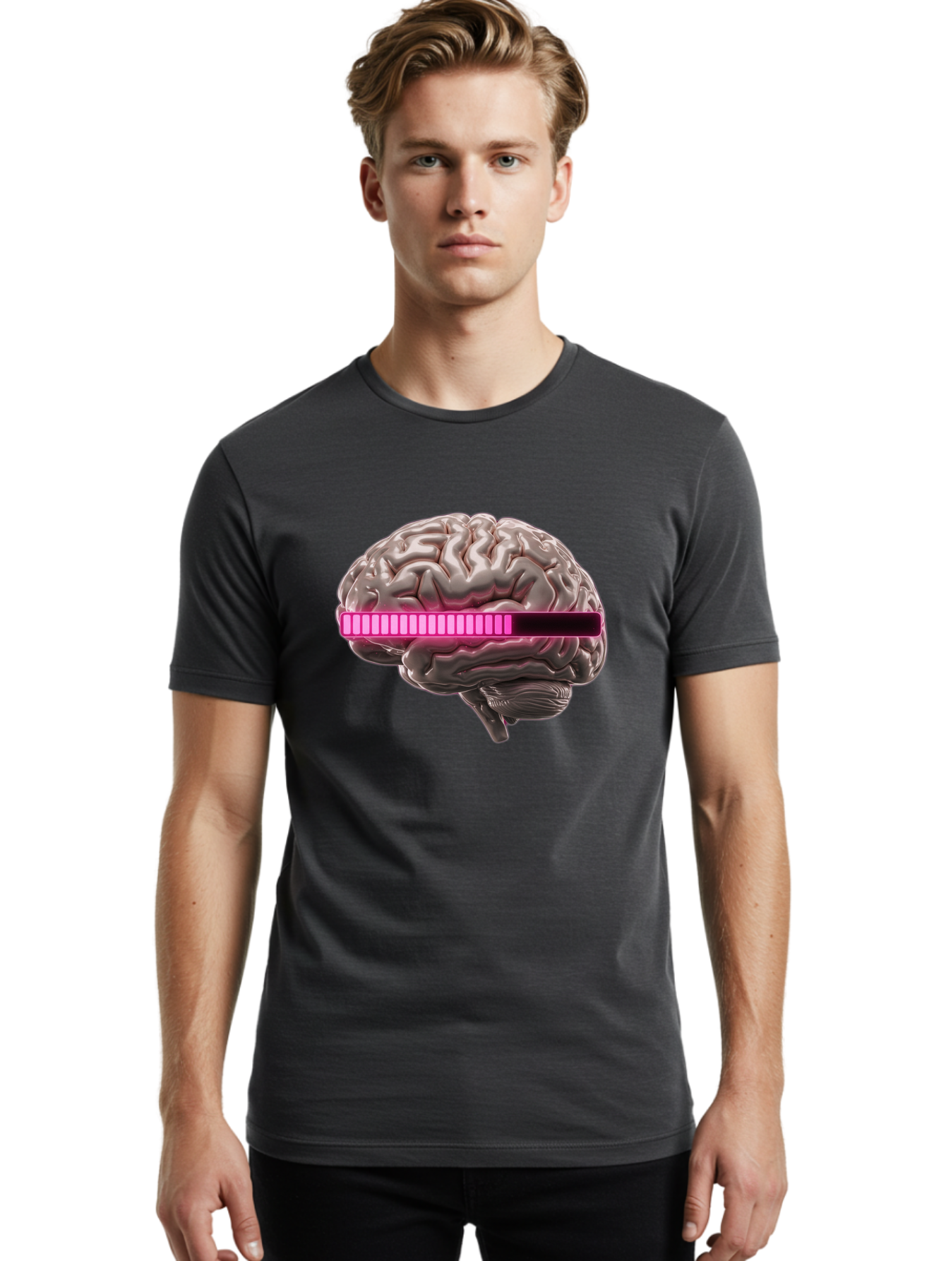 Brain-With-Equalizer Men'S Graphic Tee, 100% Cotton, Comfortable Casual Summer Wear, Machine Washable, Human Brain, Sound Equalizer, Music Visualization, Audio Technology, Neuroscience, Cognitive Function, Digital Art, Futuristic Design Baa215 28