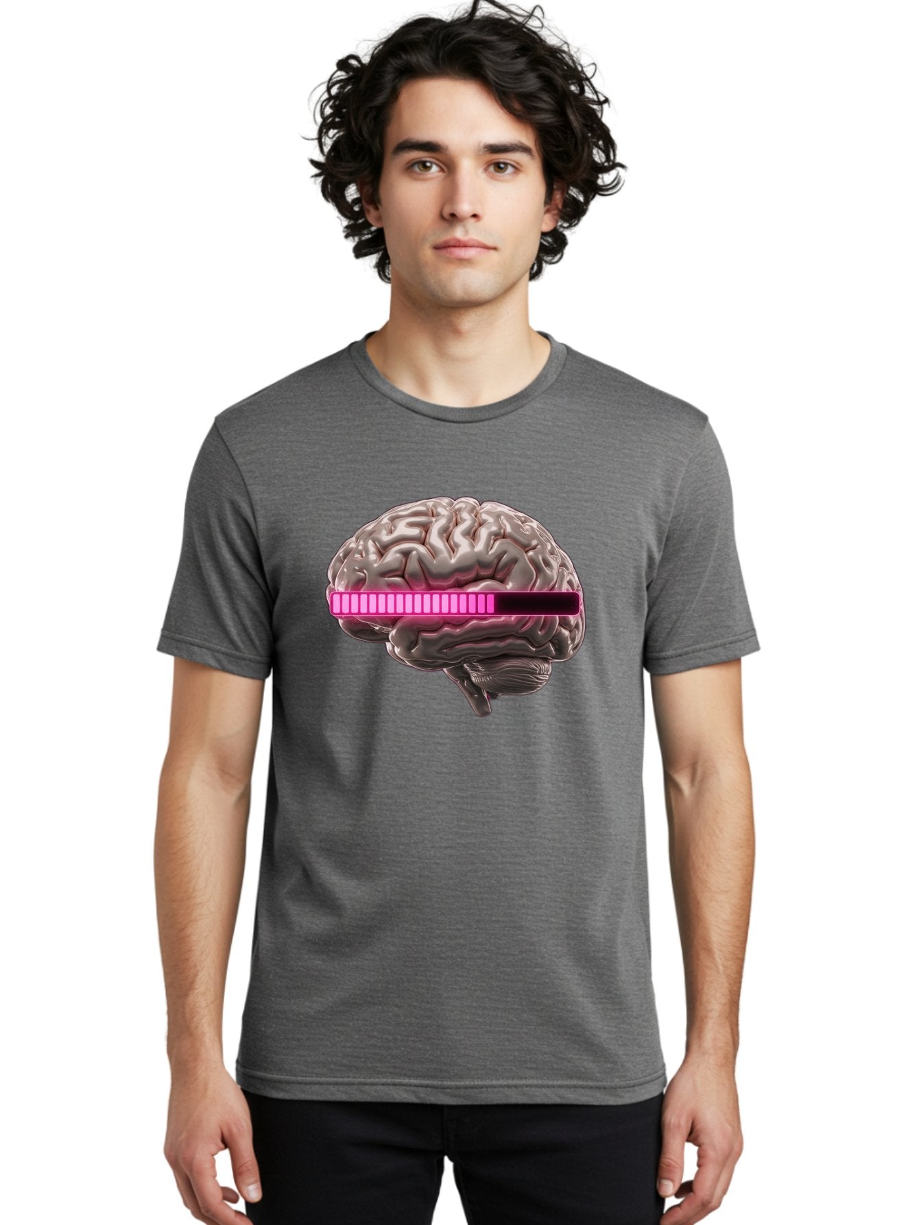 Brain-With-Equalizer Men'S Graphic Tee, 100% Cotton, Comfortable Casual Summer Wear, Machine Washable, Human Brain, Sound Equalizer, Music Visualization, Audio Technology, Neuroscience, Cognitive Function, Digital Art, Futuristic Design Baa215 18