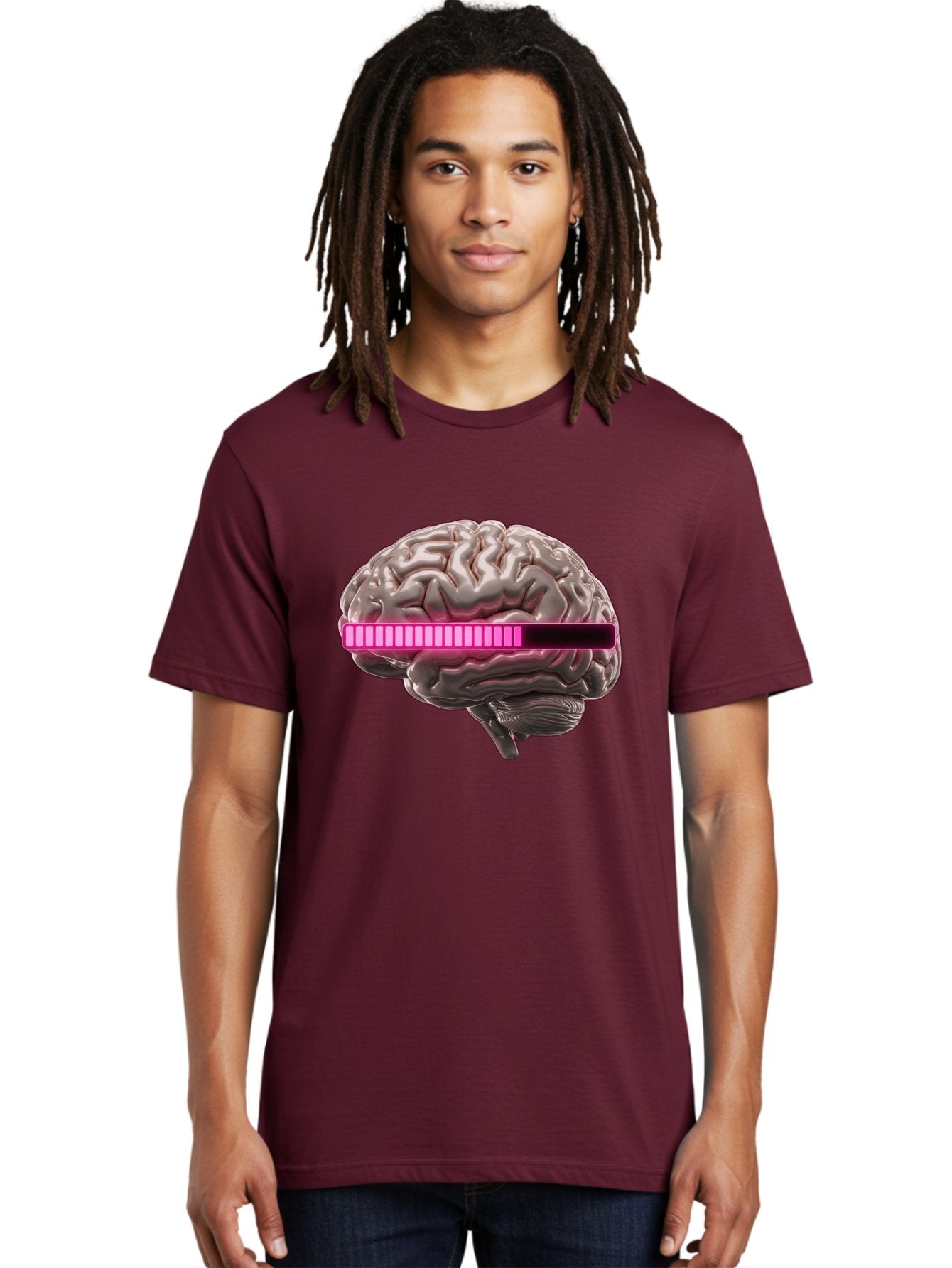 Brain-With-Equalizer Men'S Graphic Tee, 100% Cotton, Comfortable Casual Summer Wear, Machine Washable, Human Brain, Sound Equalizer, Music Visualization, Audio Technology, Neuroscience, Cognitive Function, Digital Art, Futuristic Design Baa215 21
