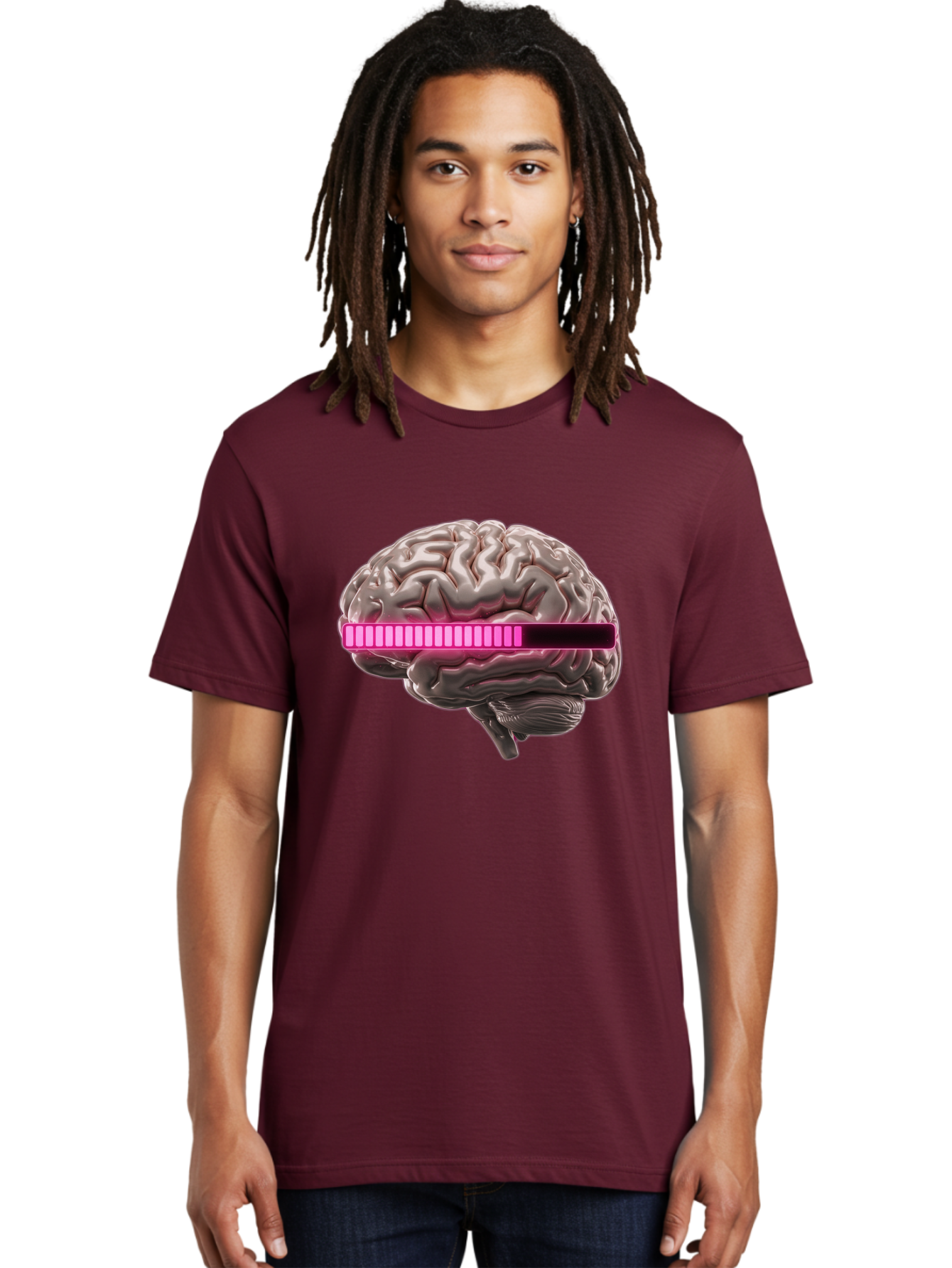 Brain-With-Equalizer Men'S Graphic Tee, 100% Cotton, Comfortable Casual Summer Wear, Machine Washable, Human Brain, Sound Equalizer, Music Visualization, Audio Technology, Neuroscience, Cognitive Function, Digital Art, Futuristic Design Baa215 20