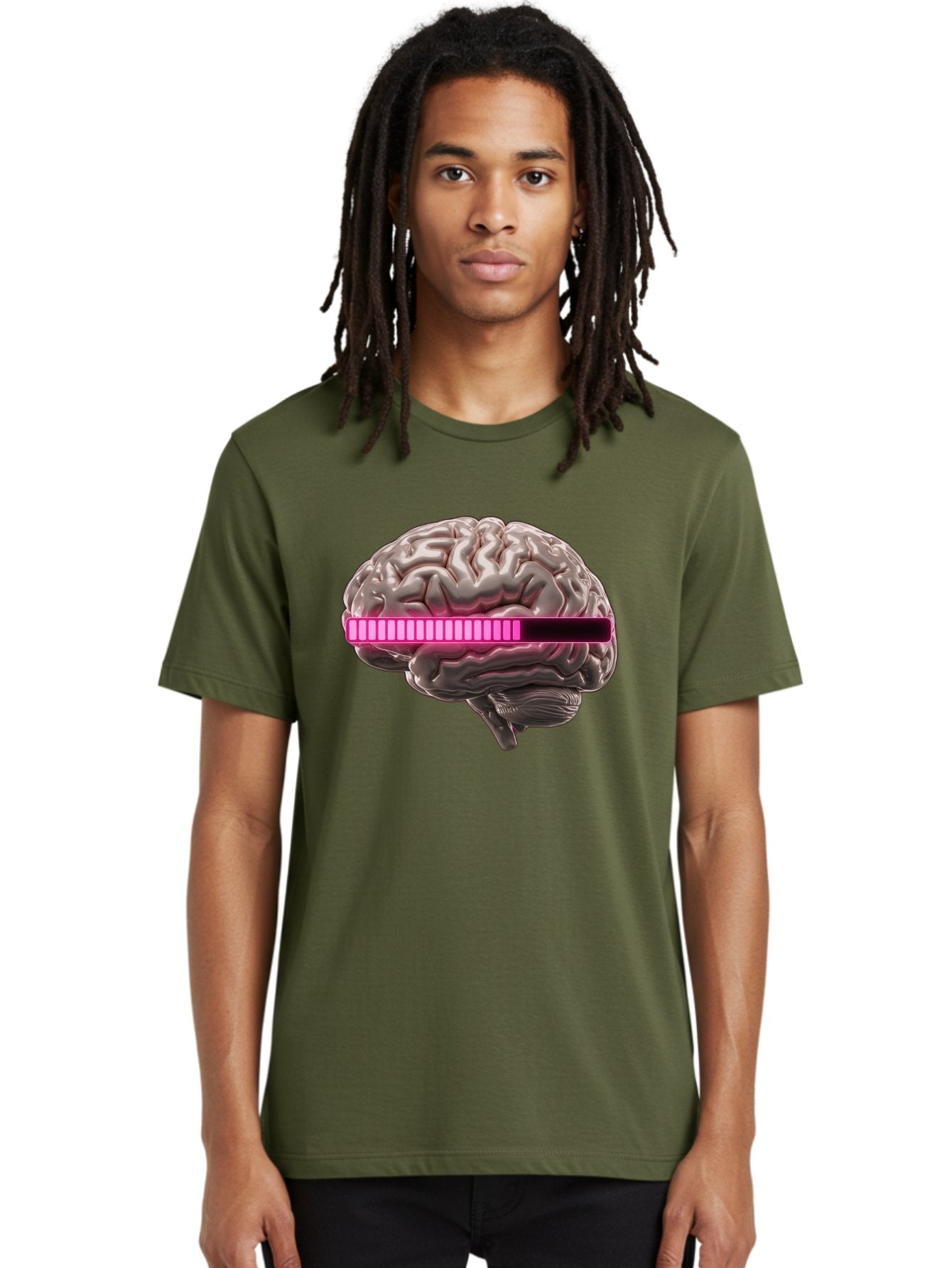 Brain-With-Equalizer Men'S Graphic Tee, 100% Cotton, Comfortable Casual Summer Wear, Machine Washable, Human Brain, Sound Equalizer, Music Visualization, Audio Technology, Neuroscience, Cognitive Function, Digital Art, Futuristic Design Baa215 20
