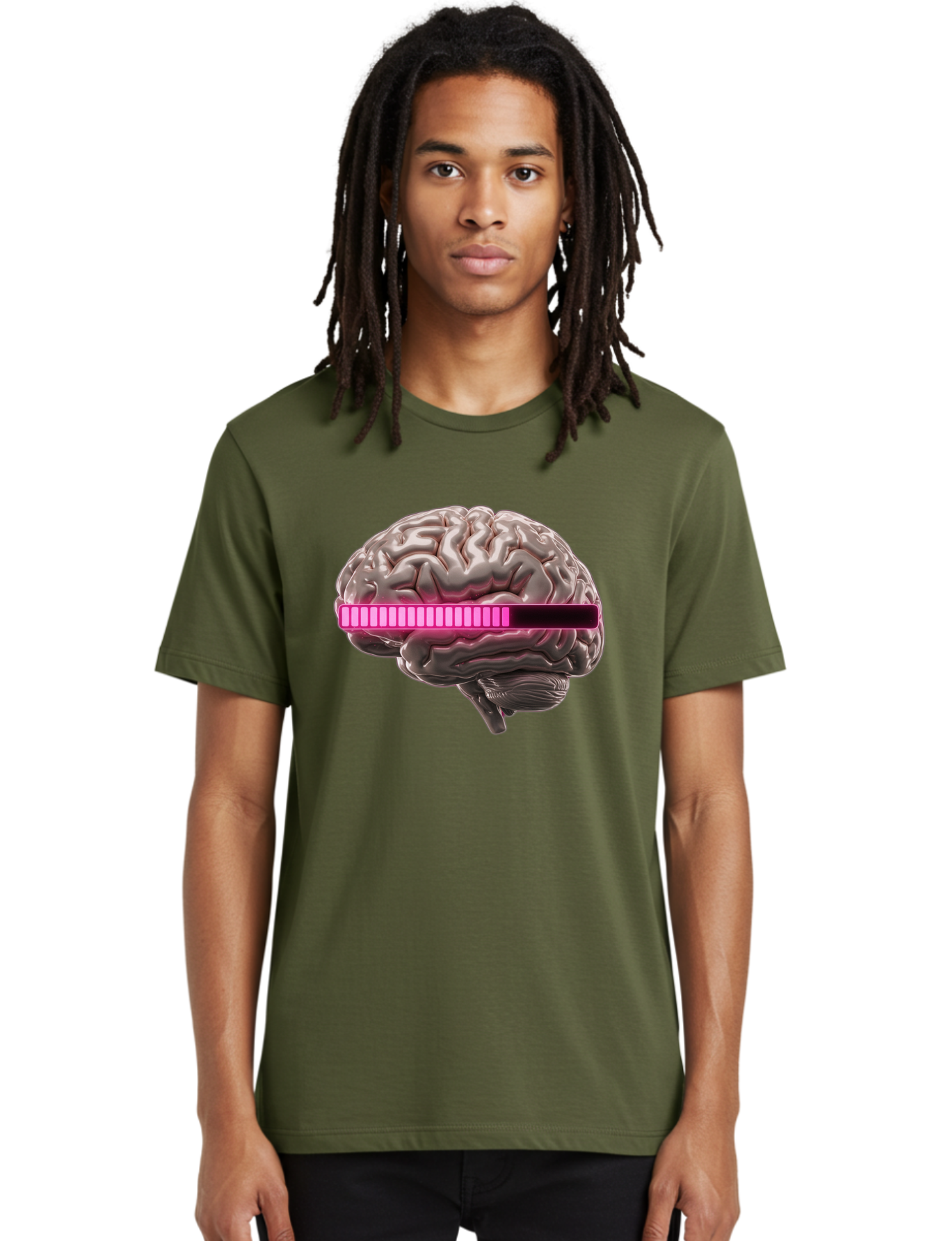Brain-With-Equalizer Men'S Graphic Tee, 100% Cotton, Comfortable Casual Summer Wear, Machine Washable, Human Brain, Sound Equalizer, Music Visualization, Audio Technology, Neuroscience, Cognitive Function, Digital Art, Futuristic Design Baa215 30